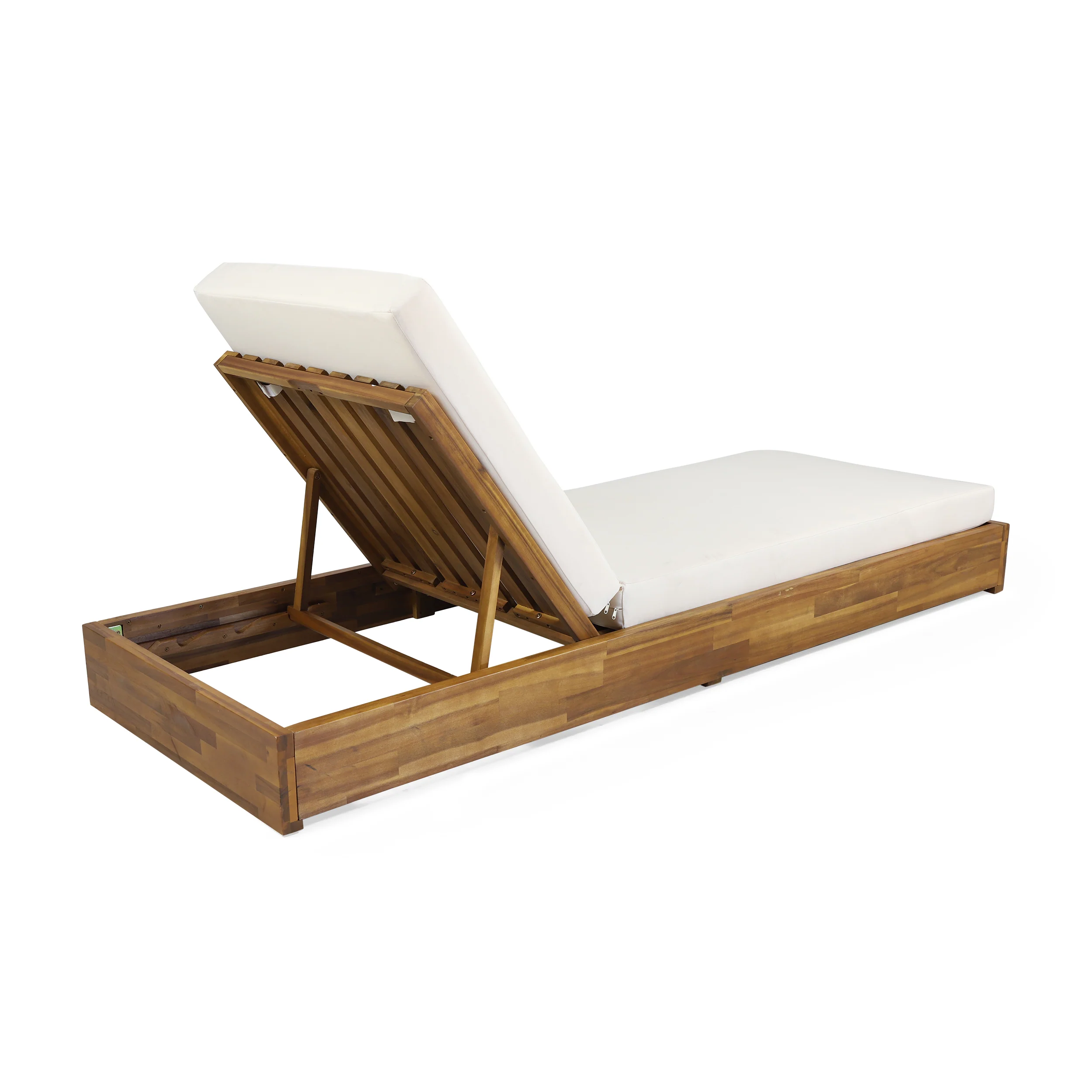 Niyanna Outdoor Acacia Wood Chaise Lounge with Cushion (Set of 2) - furnishings