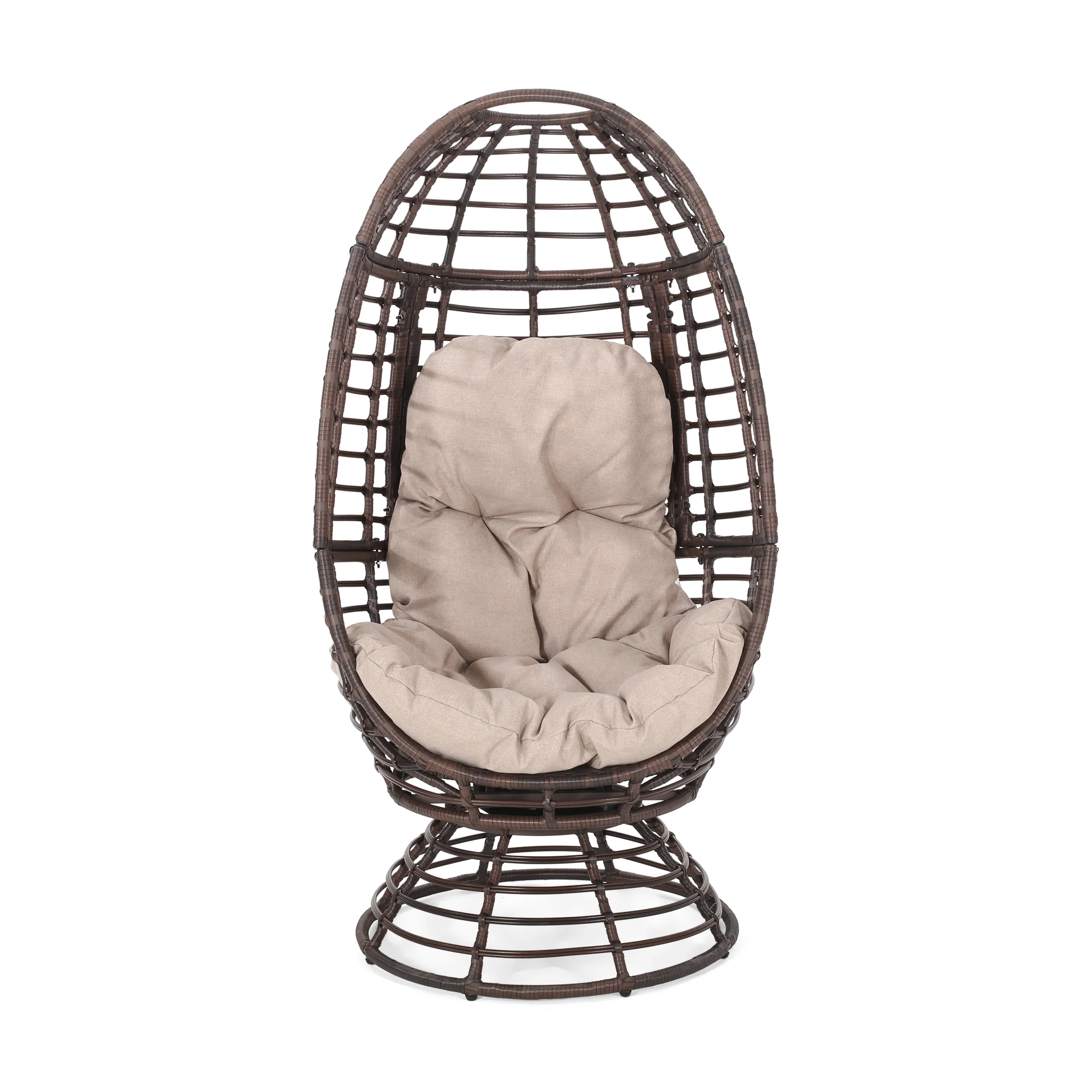 Mylen Outdoor Freestanding Wicker Swivel Egg Chair - furnishings