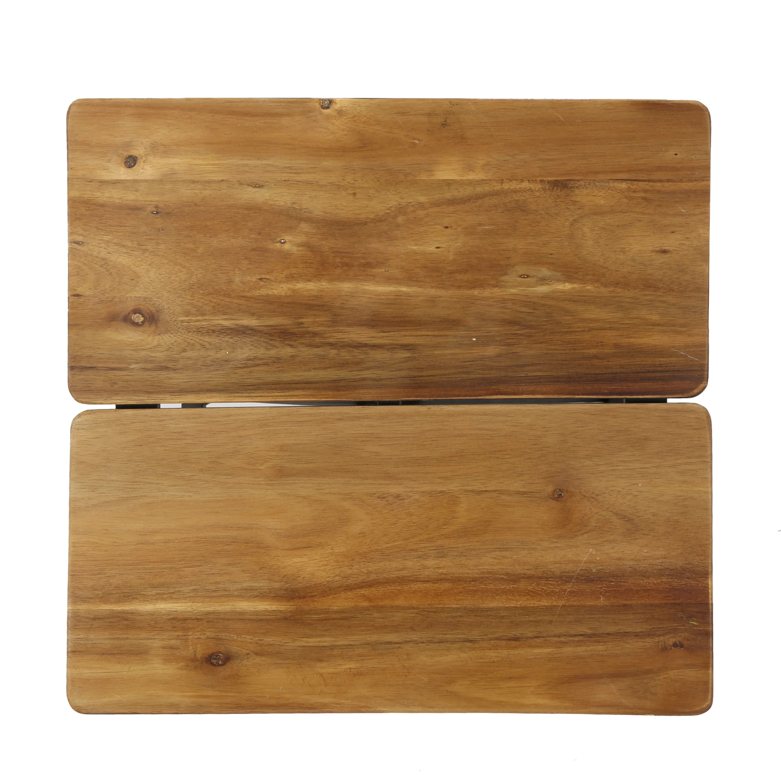 Ellaria Rustic Industrial Acacia Wood Accent Table with Metal Frame, Teak and Black - furnishings