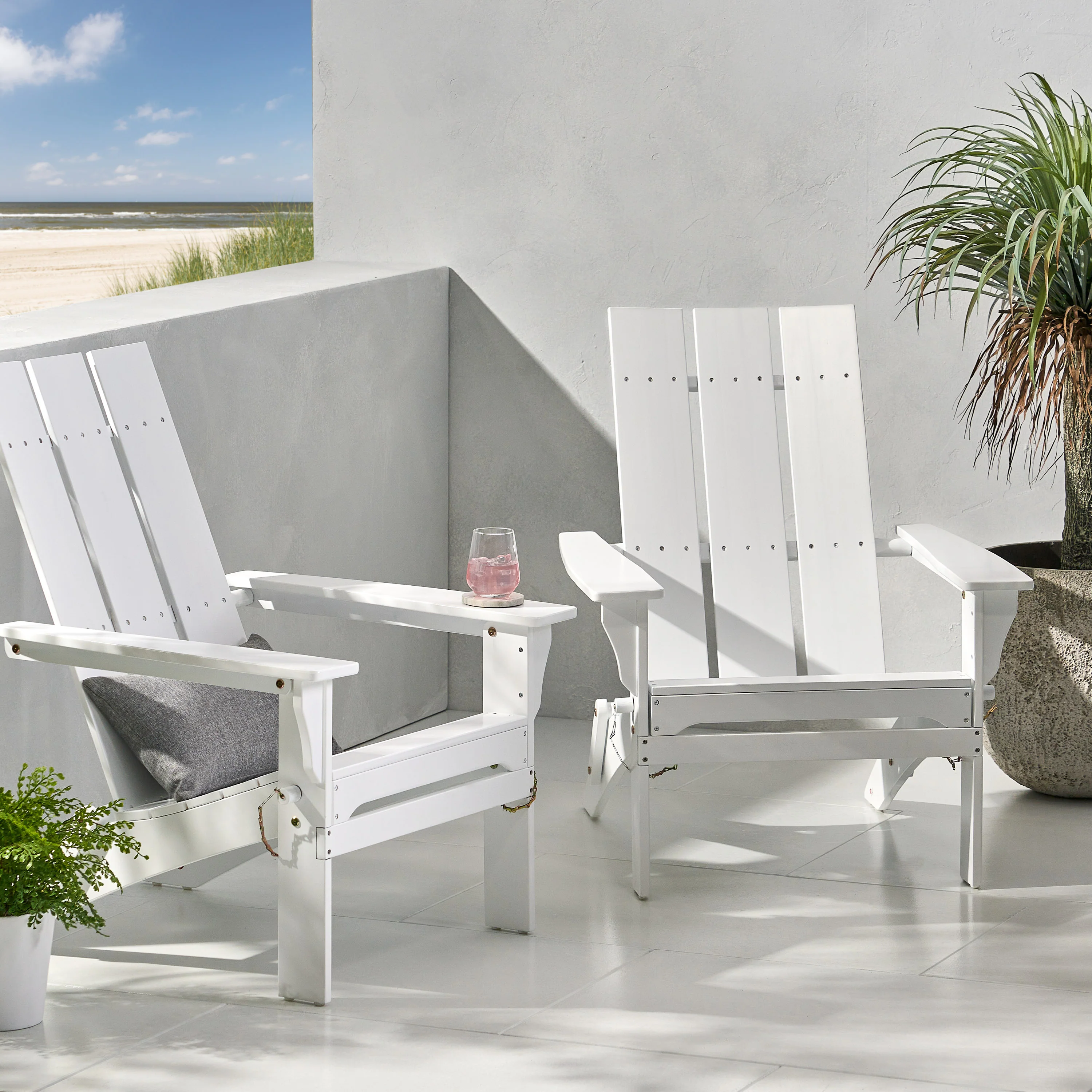 Gurekam Outdoor Acacia Wood Foldable Adirondack Chairs, Set of 2 - furnishings