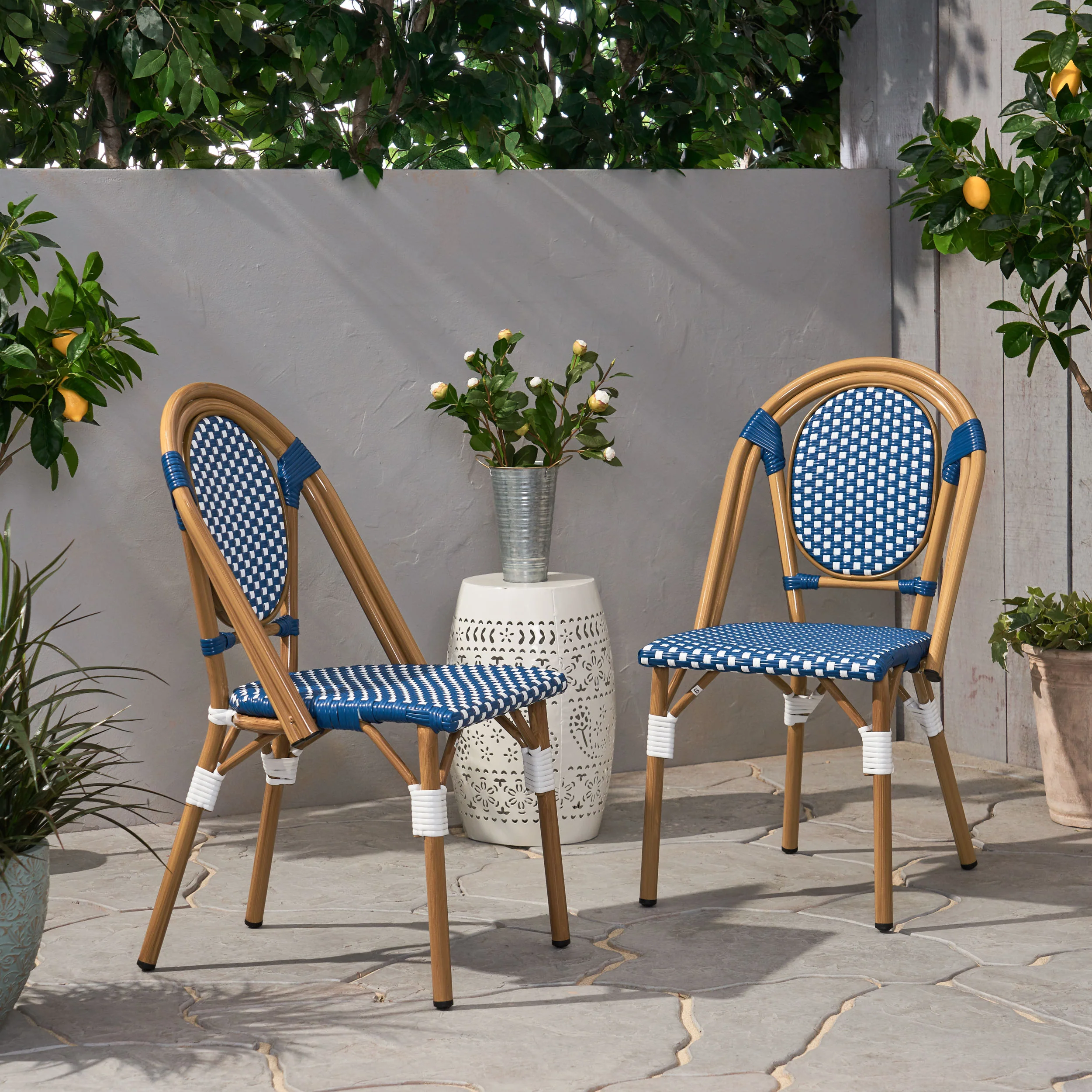 Kazaria Outdoor French Bistro Chairs (Set of 2) - furnishings