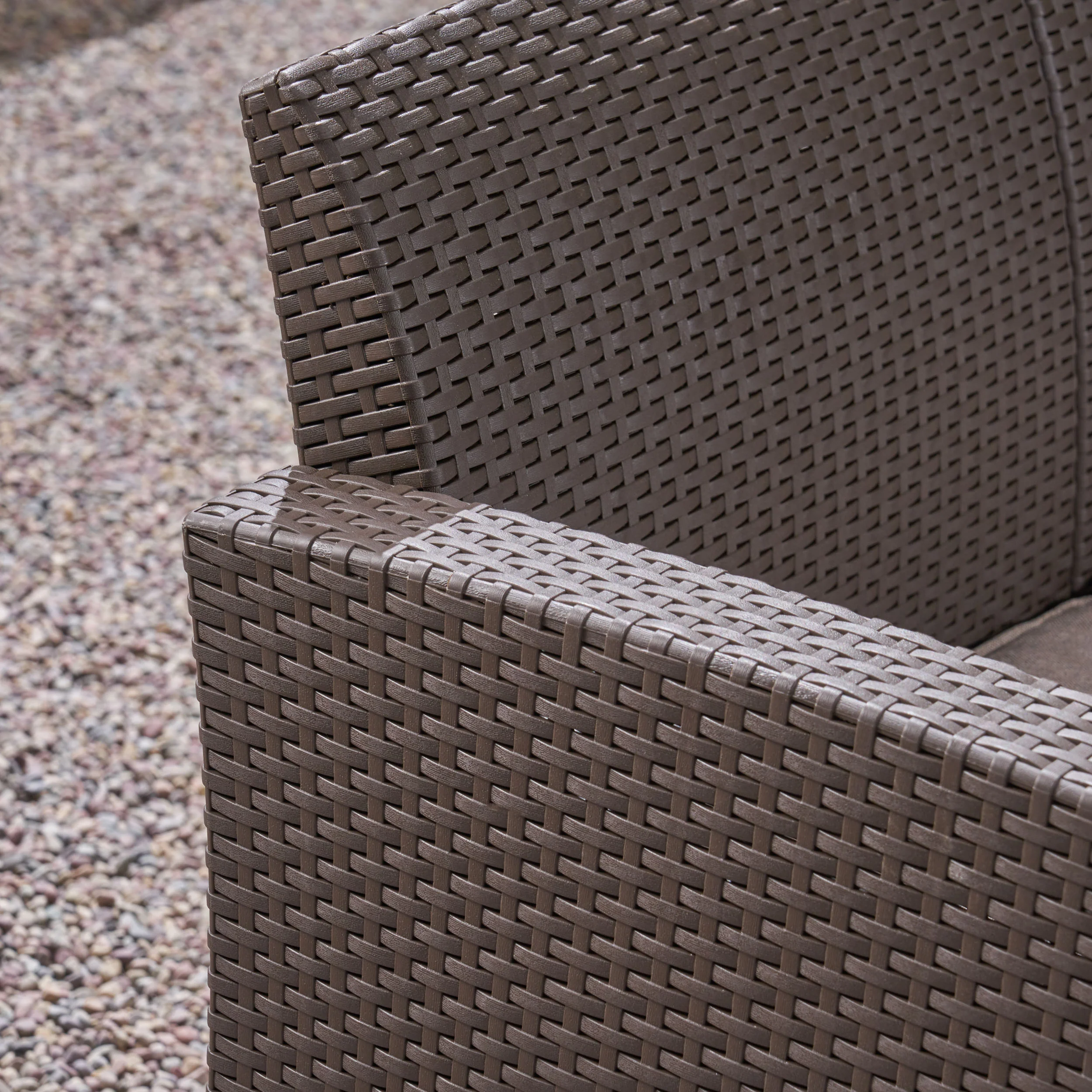 Morena Outdoor 8-Seater Wicker Print Chat Set with Fire Pit and Tank Holder - furnishings