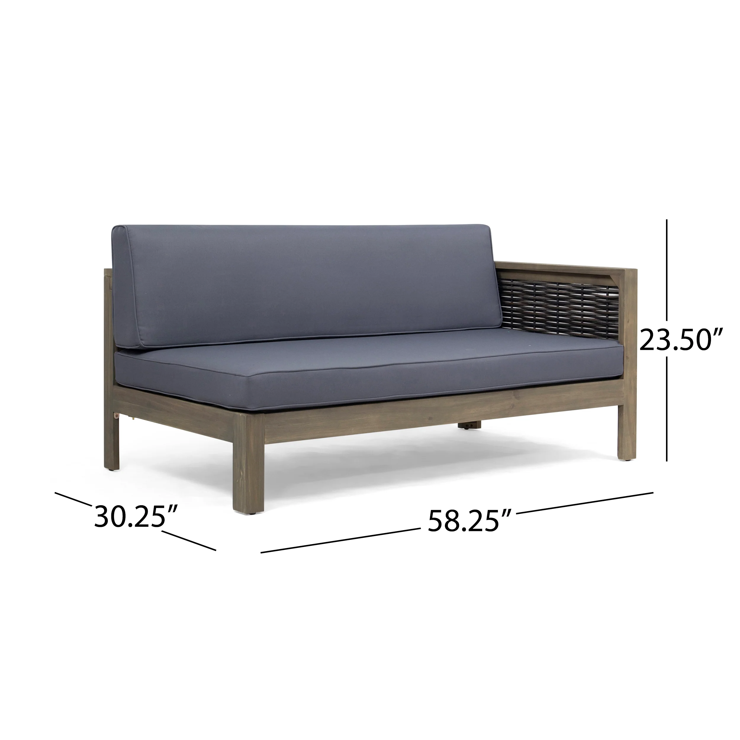 Elizabeth Outdoor Wood and Wicker 5 Seater Sectional Sofa and Coffee Table Set - furnishings