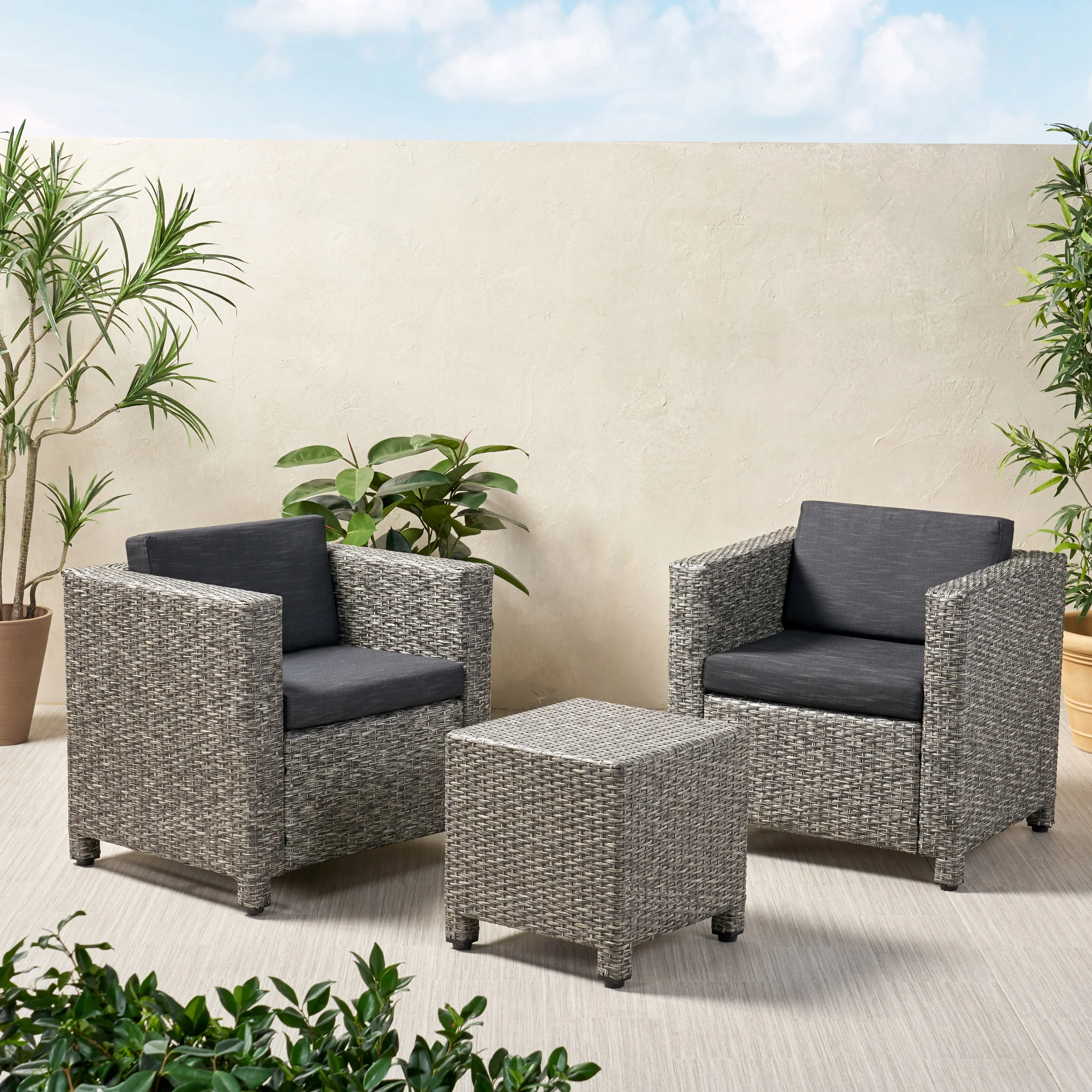 Venice 2-Seater Outdoor Chat Set with Side Table - furnishings