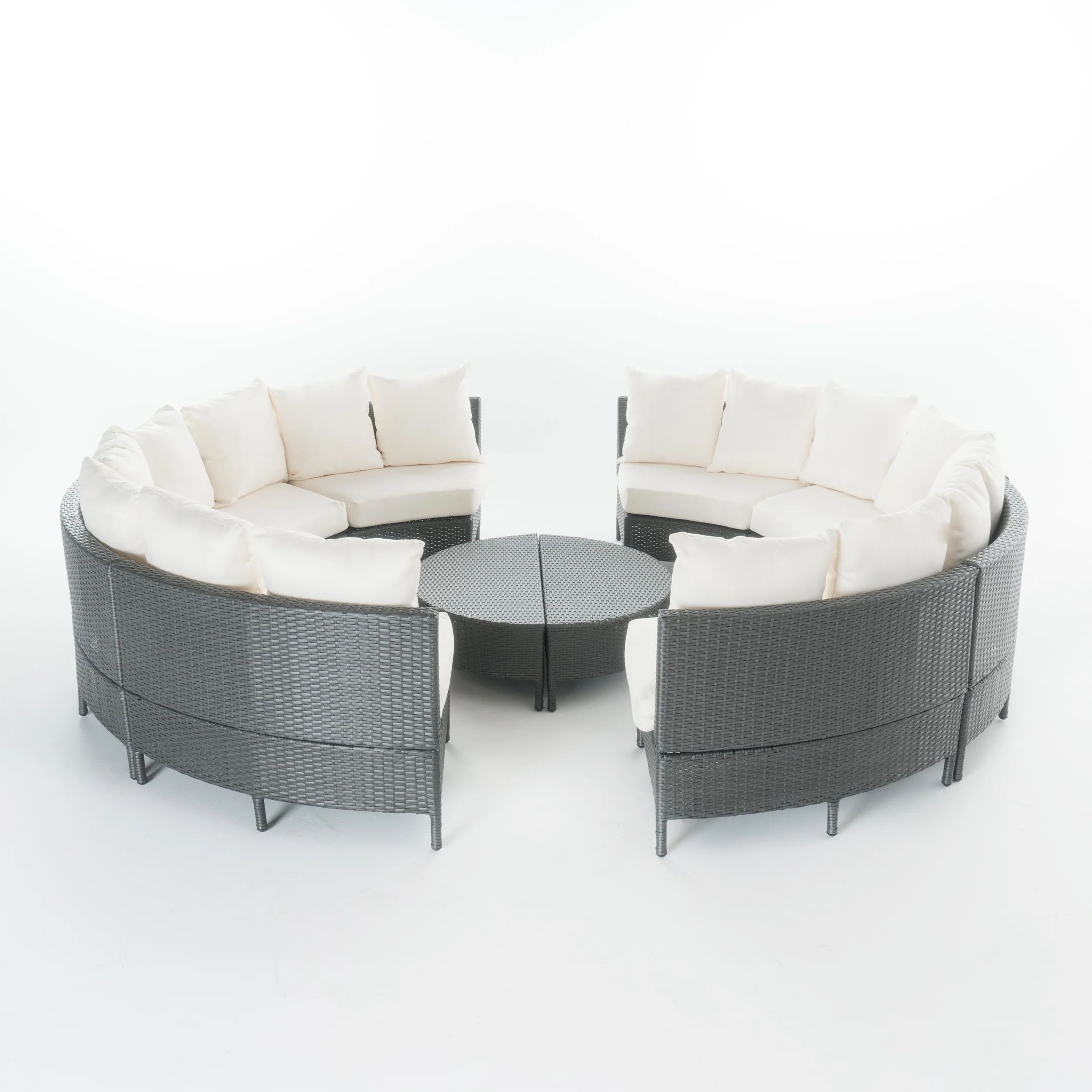 Alacati 10Pc Outdoor Wicker Sofa Set w/ Cushions - furnishings
