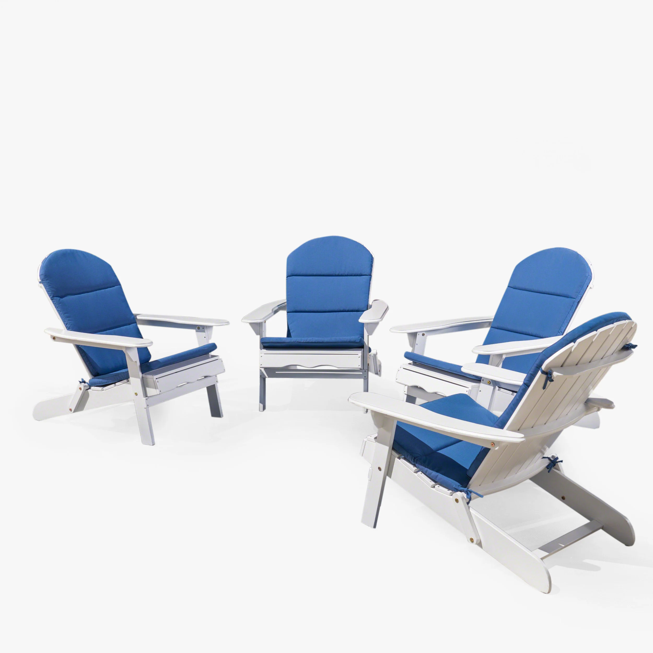 Amenda Outdoor Acacia Wood Folding Adirondack Chairs with Cushions - furnishings