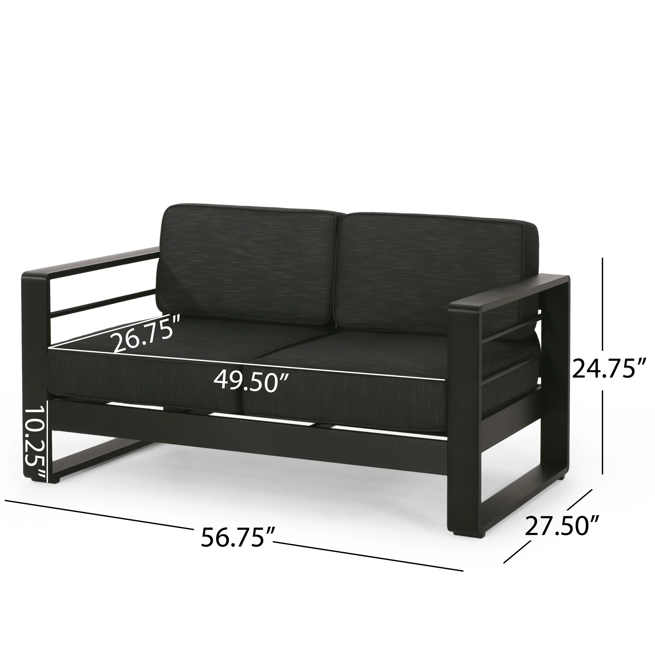 Gadd Outdoor Aluminum Loveseat and Coffee Table Set - furnishings