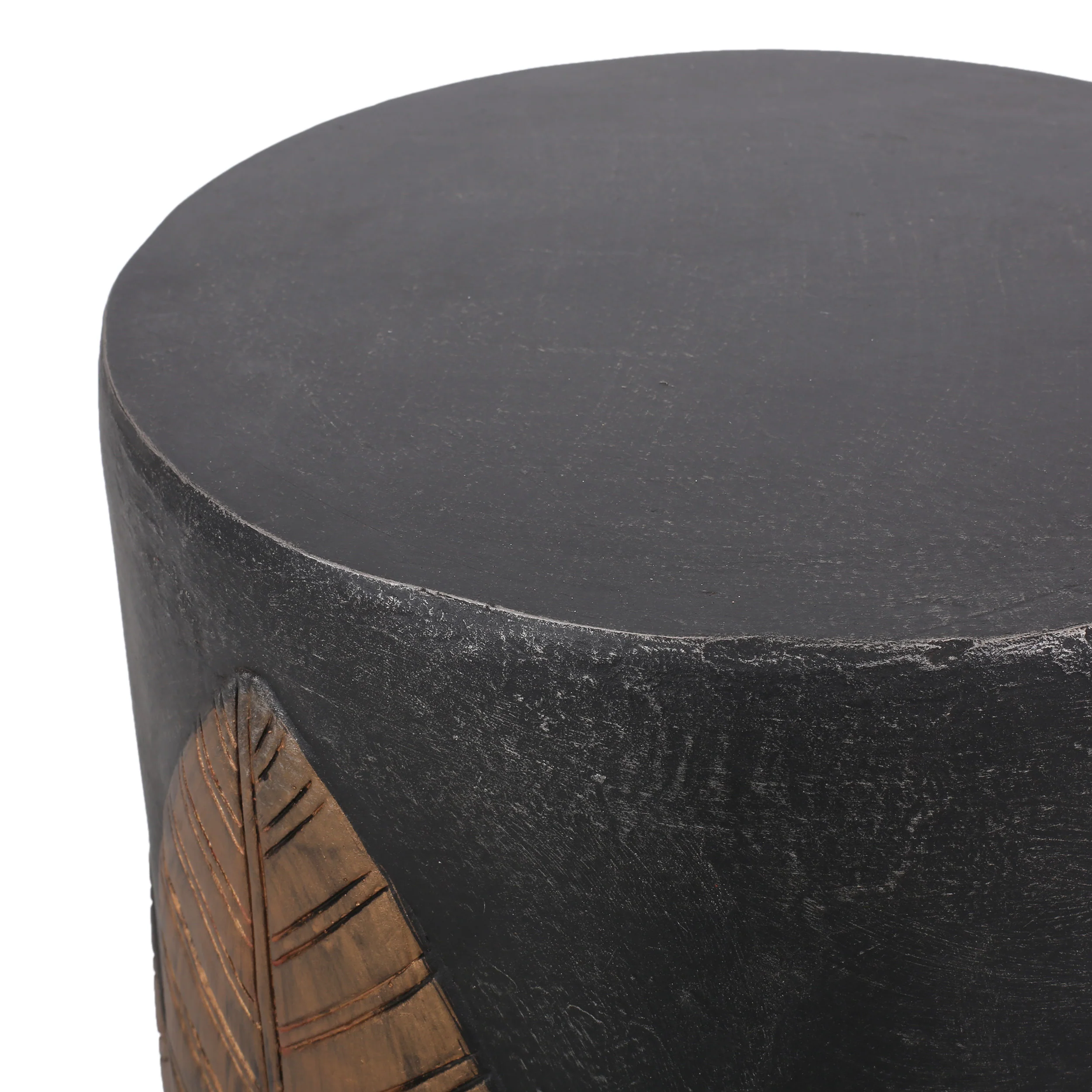 Travis Outdoor Lightweight Concrete Side Table, Black and Antique Copper - furnishings