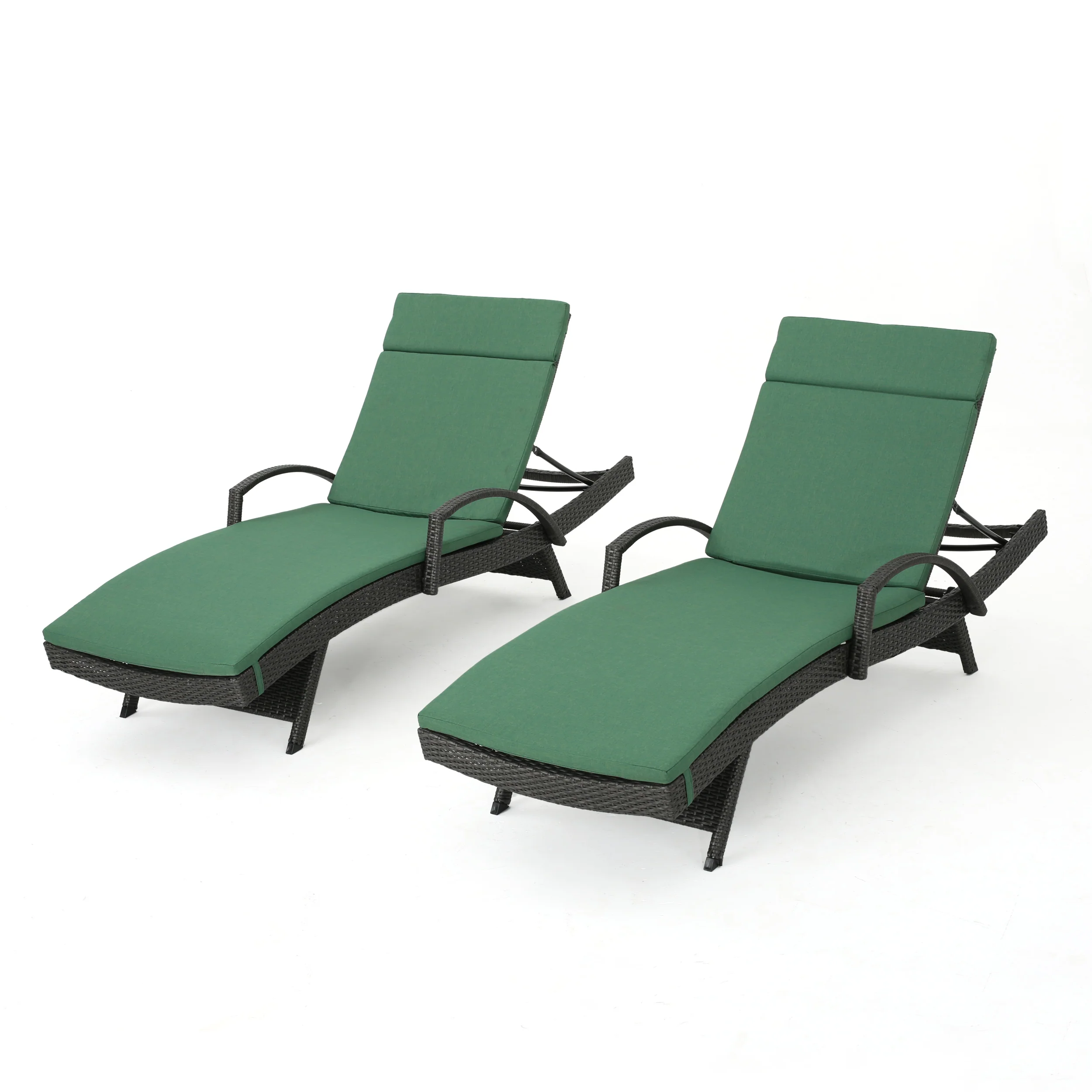 Soleil Outdoor Wicker Chaise Lounges w/ Water Resistant Cushions (Set of 2) - furnishings