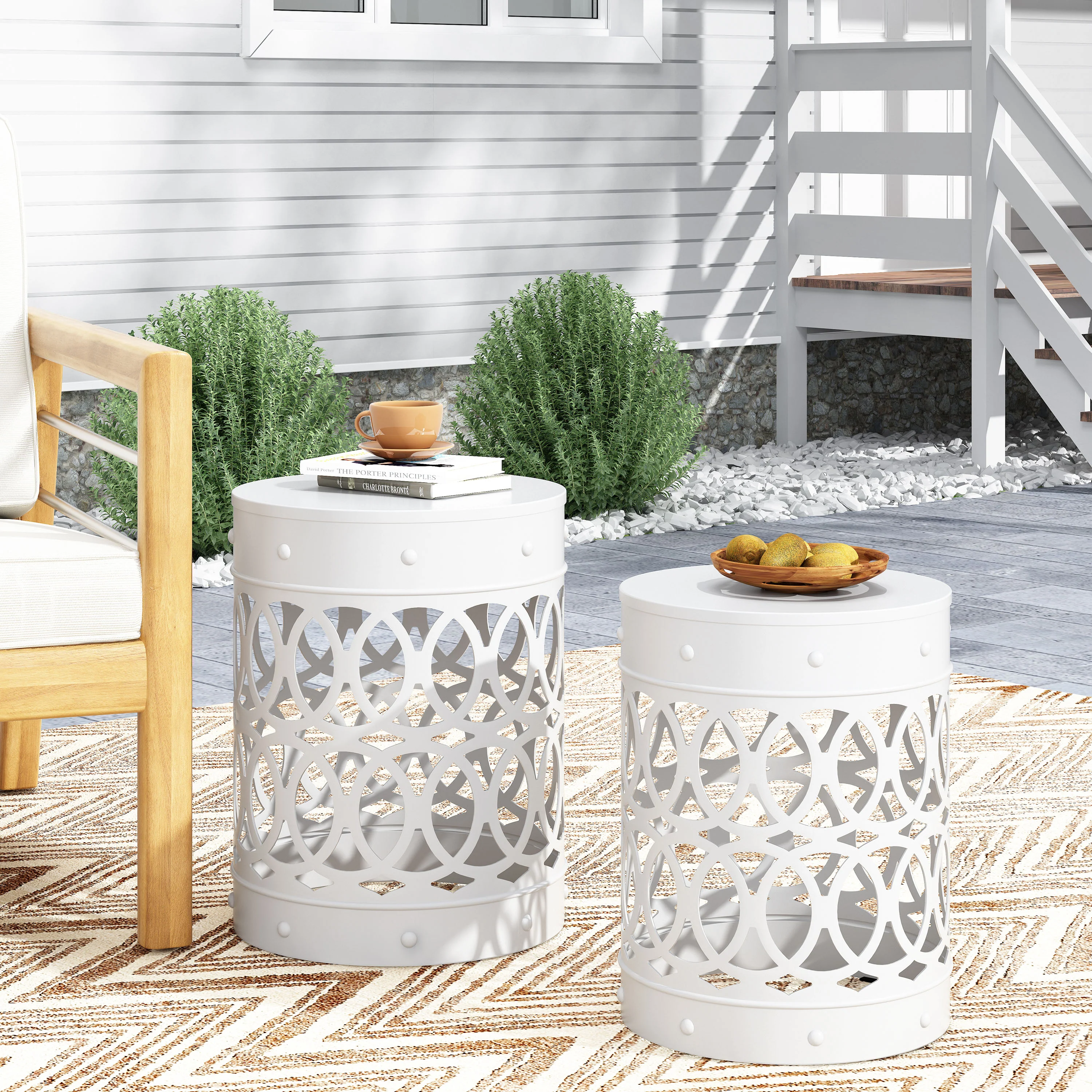 Pellerin Outdoor Metal Side Tables, Set of 2 - furnishings