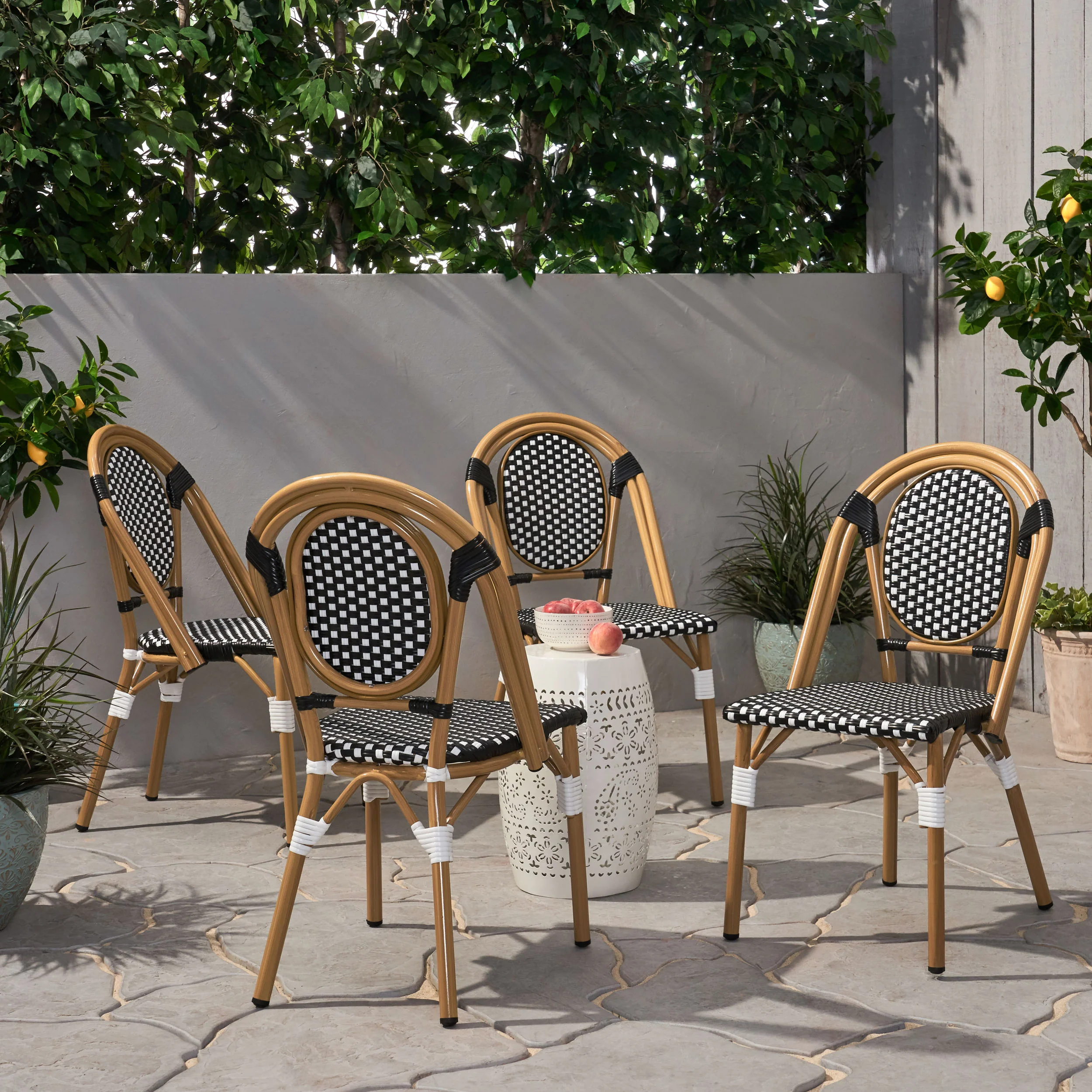 Kazaria Outdoor French Bistro Chairs (Set of 4) - furnishings