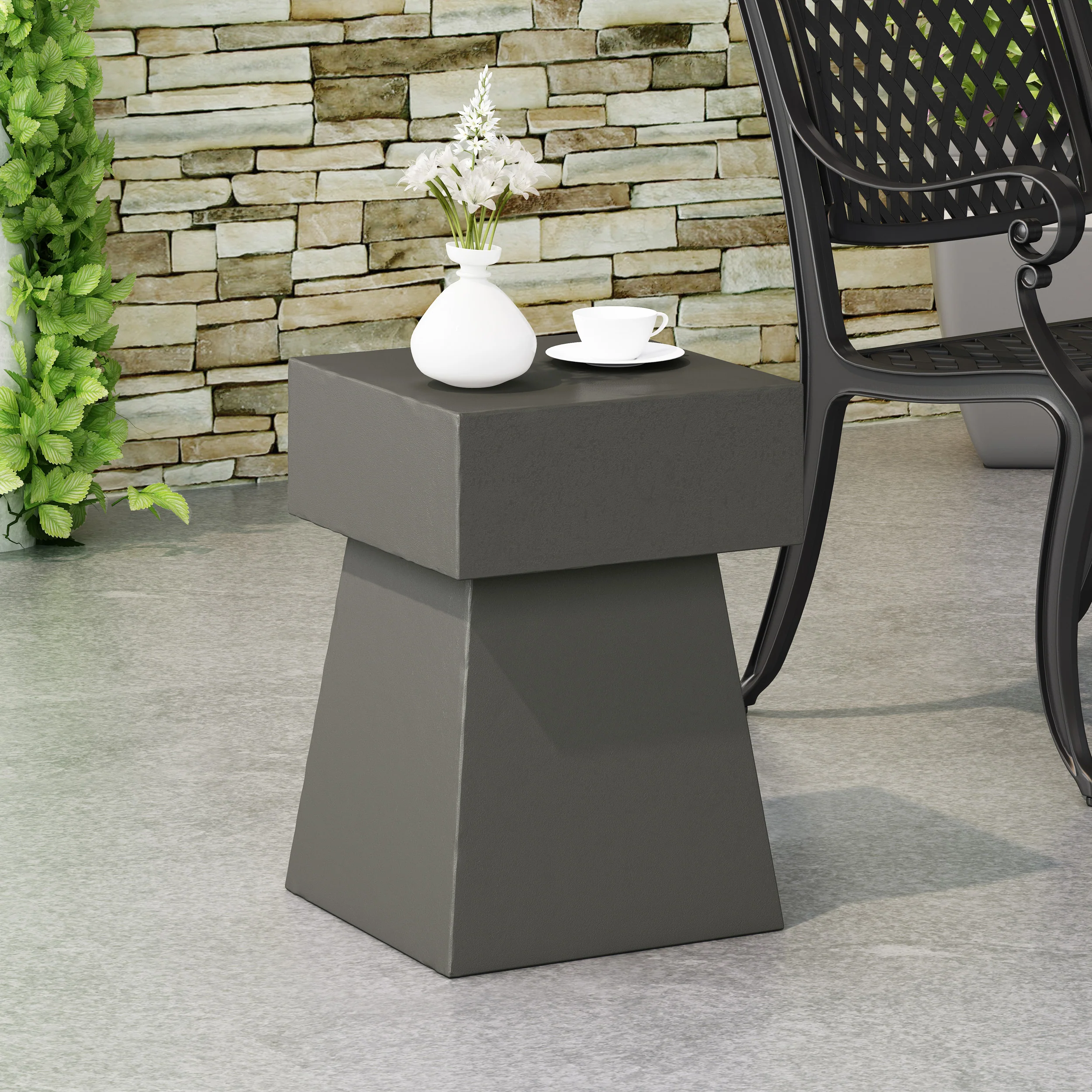 Karrah Outdoor Modern Side Table - furnishings