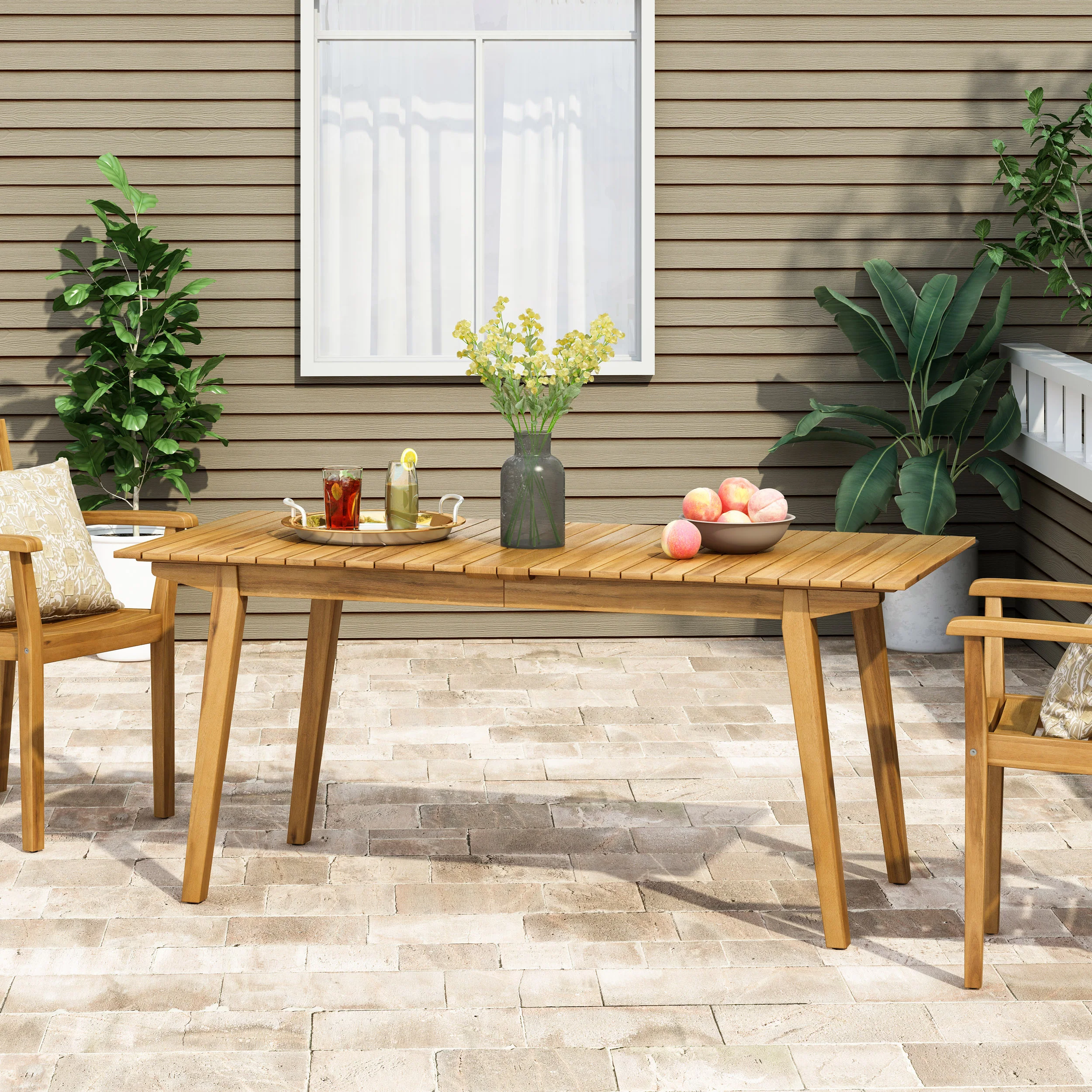 Tavish Outdoor Rustic Acacia Wood Dining Table - furnishings