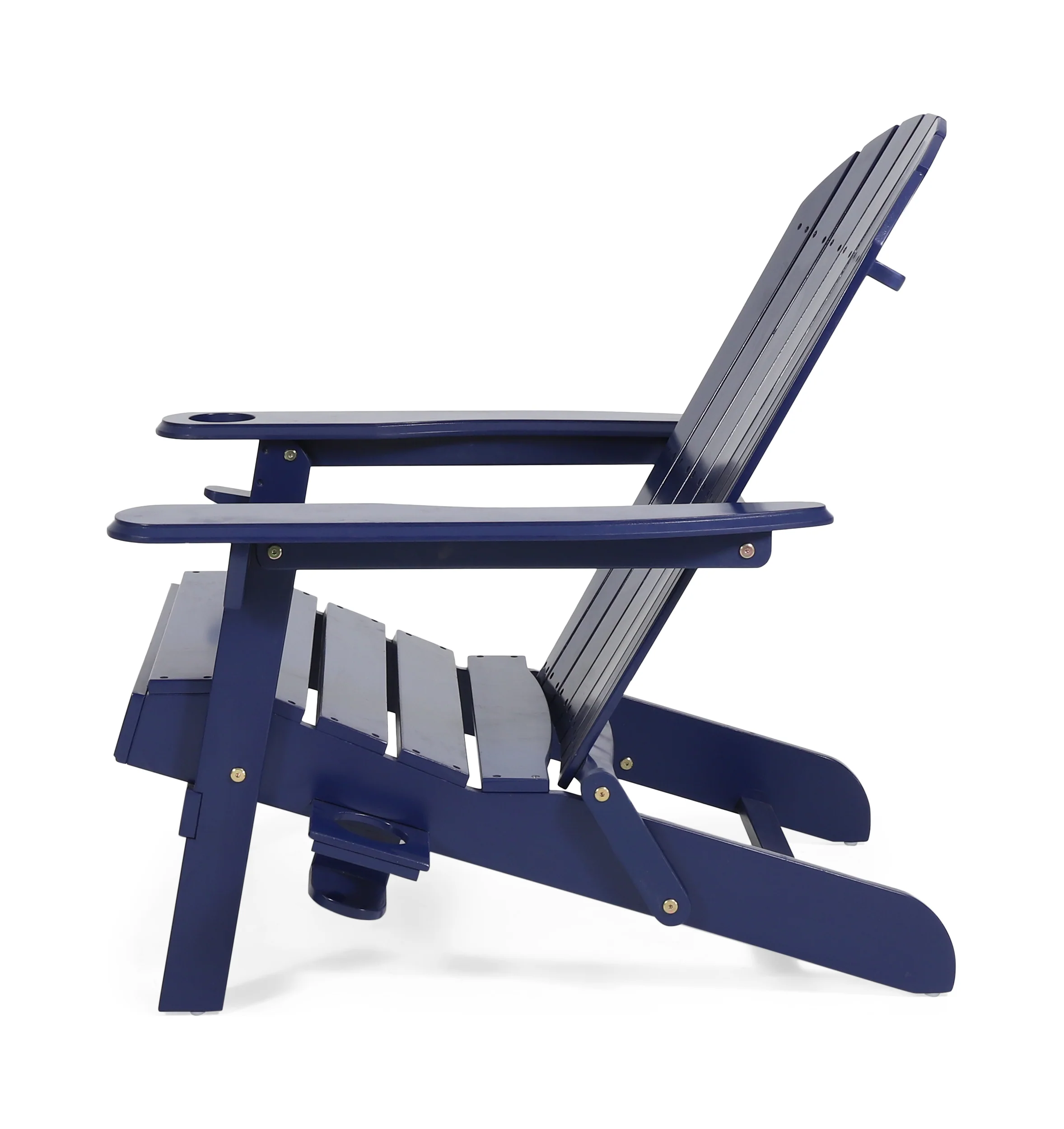 Kandyce Outdoor Acacia Wood Folding Adirondack Chair With Cup Holder - furnishings