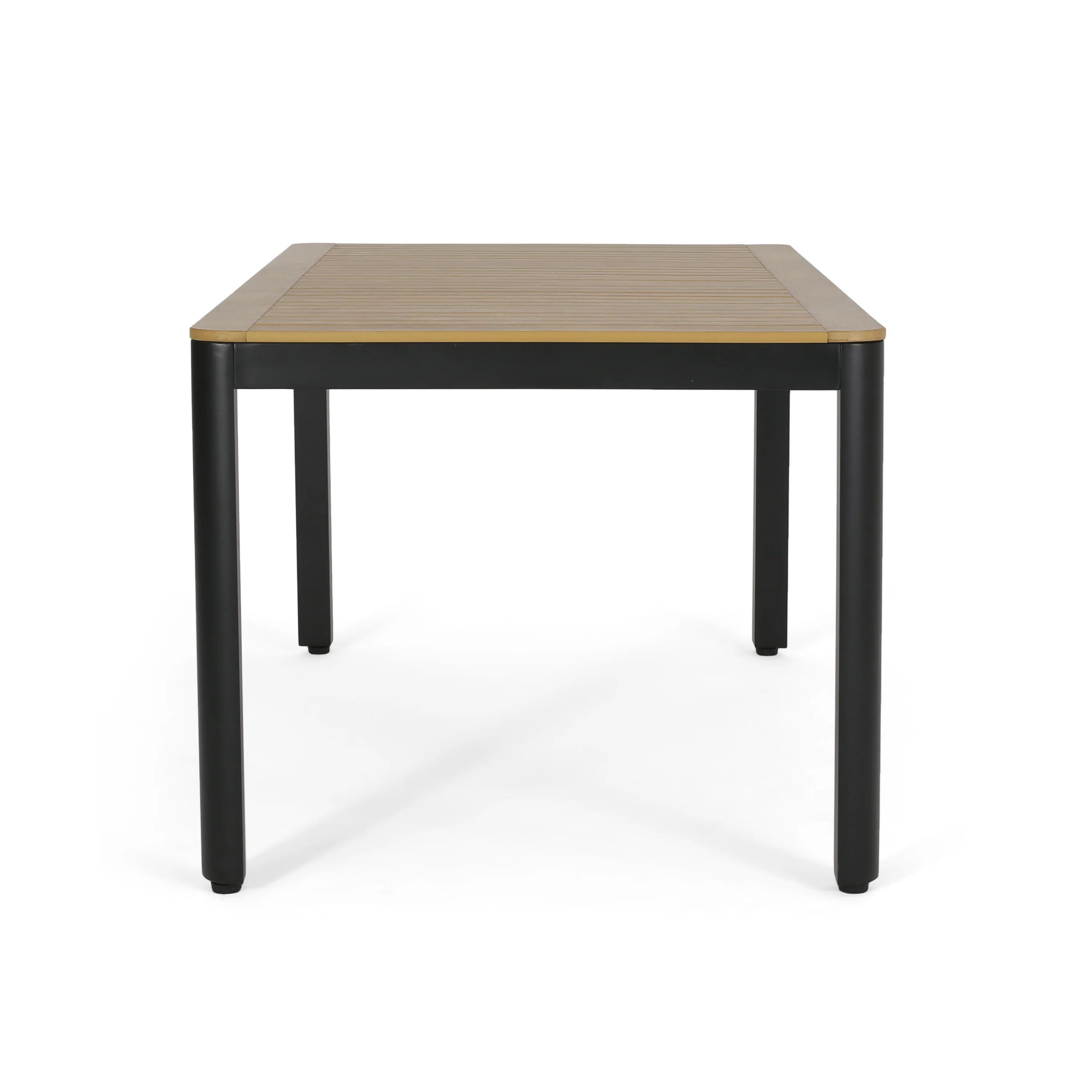Province Outdoor Aluminum Dining Table, Natural and Black - furnishings