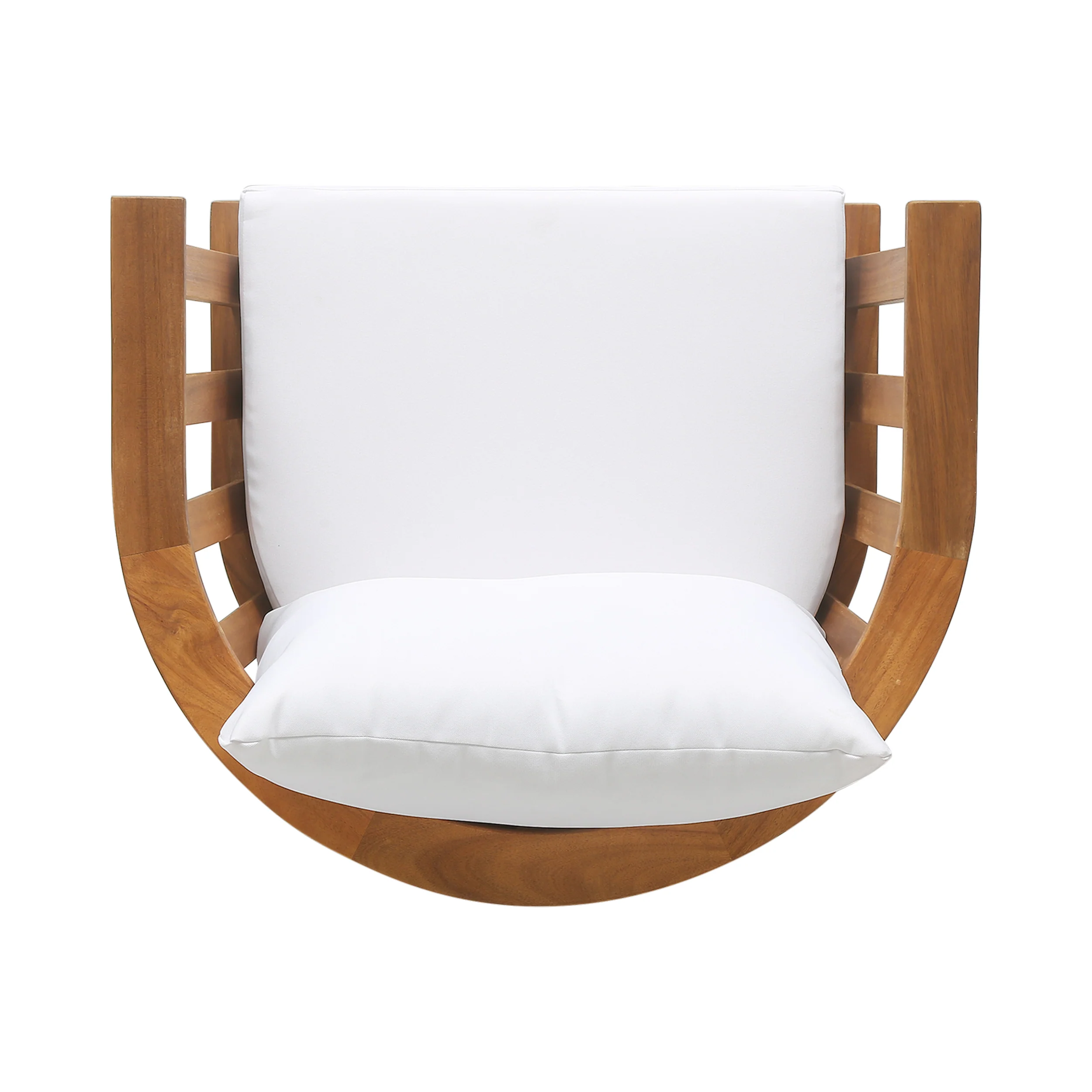 Dean Outdoor Wooden Club Chair with Cushions, White and Teak Finish - furnishings