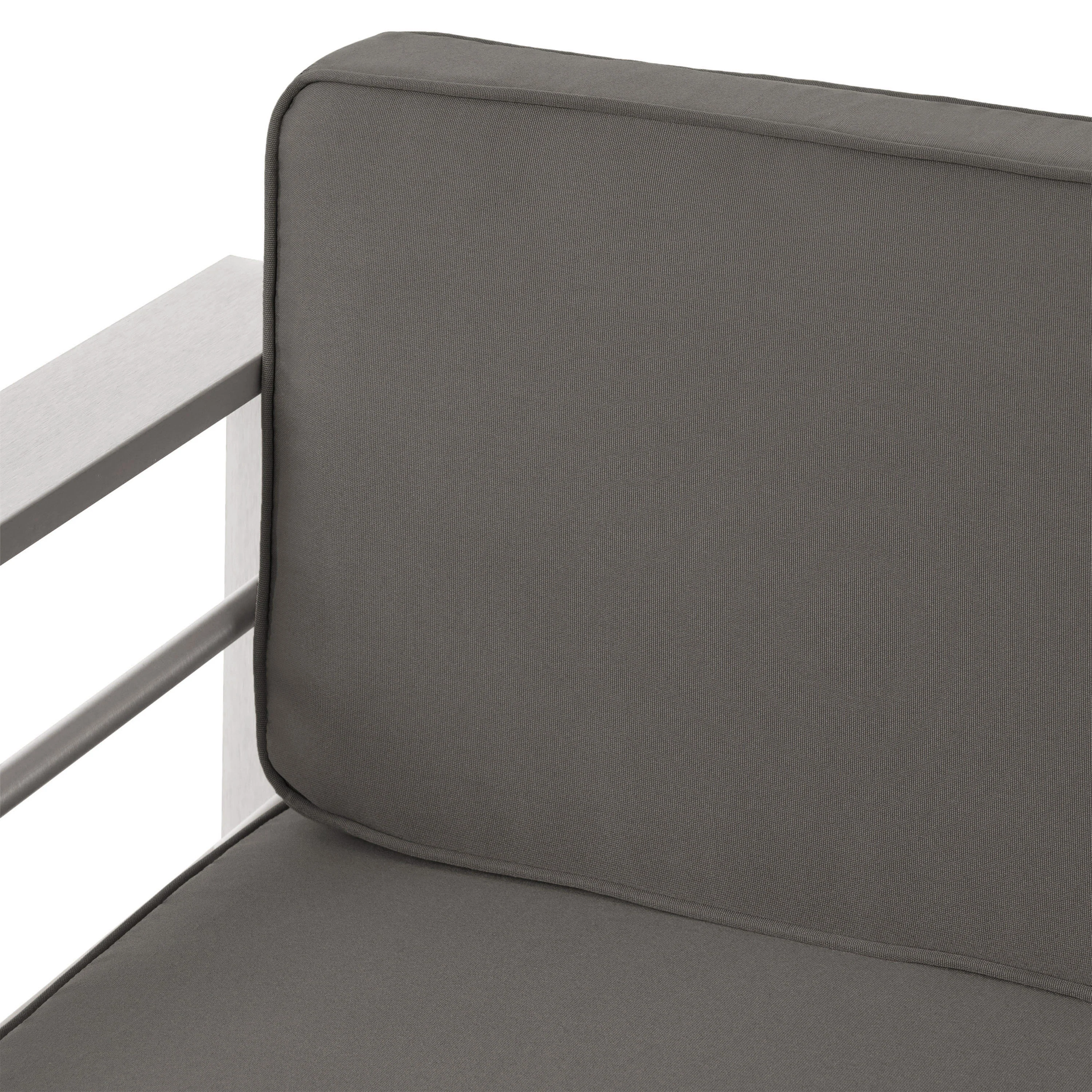 Crested Bay Outdoor Aluminum 7 Seater Chat Set with Cushions, Silver and Khaki - furnishings