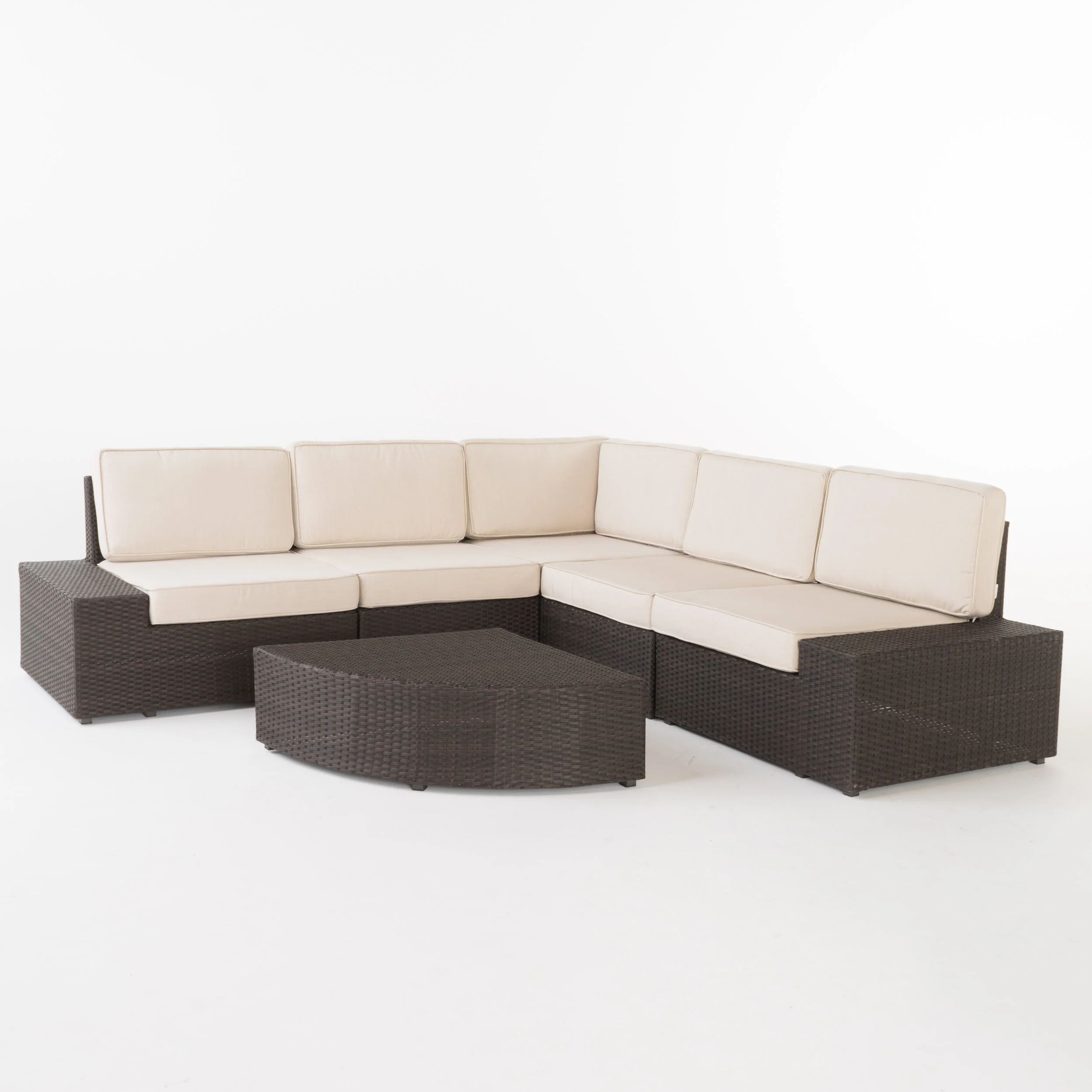 Reddington 6pc Outdoor Brown Wicker Sectional Seating Set - furnishings