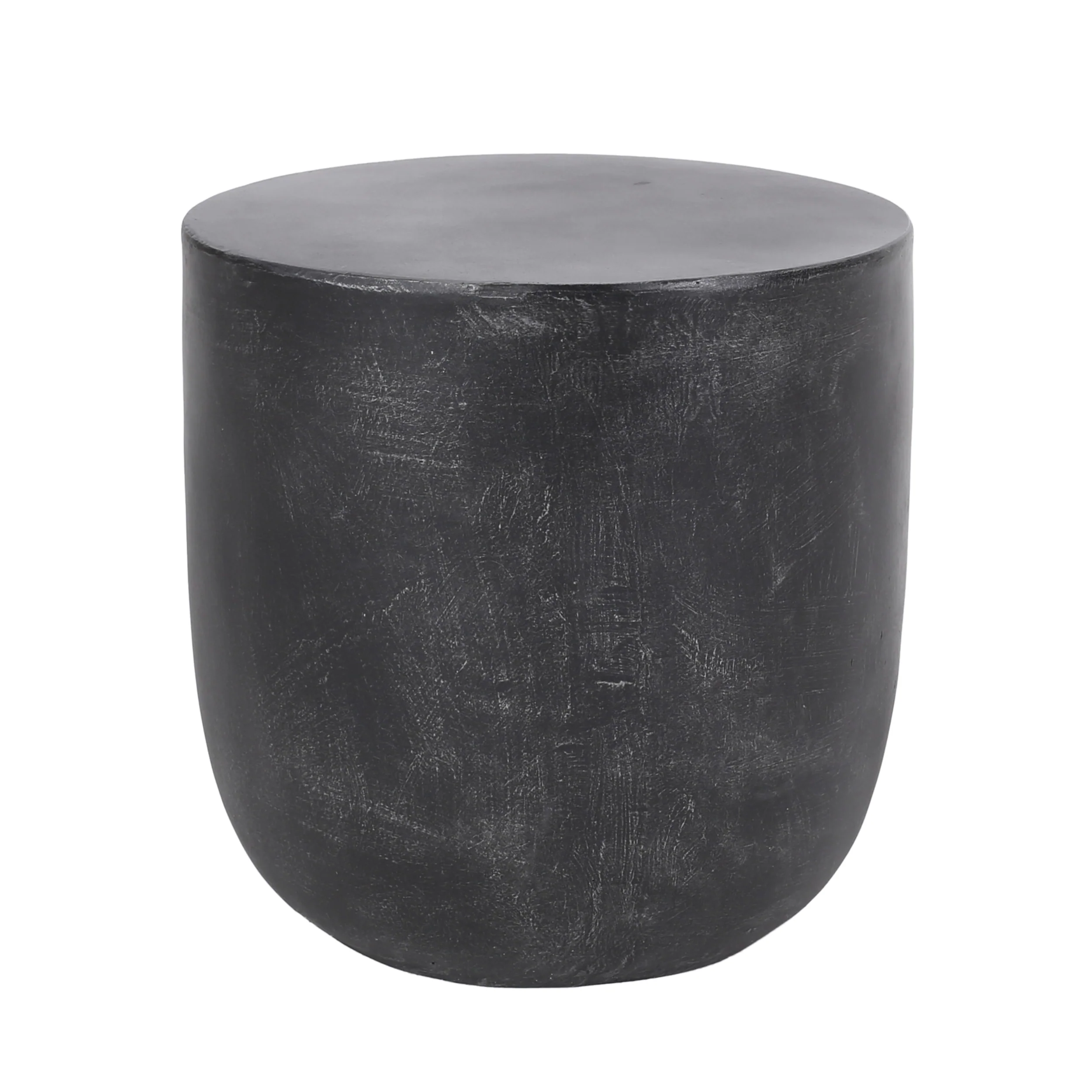 Akin Outdoor Lightweight Concrete Side Table, Matte Black - furnishings