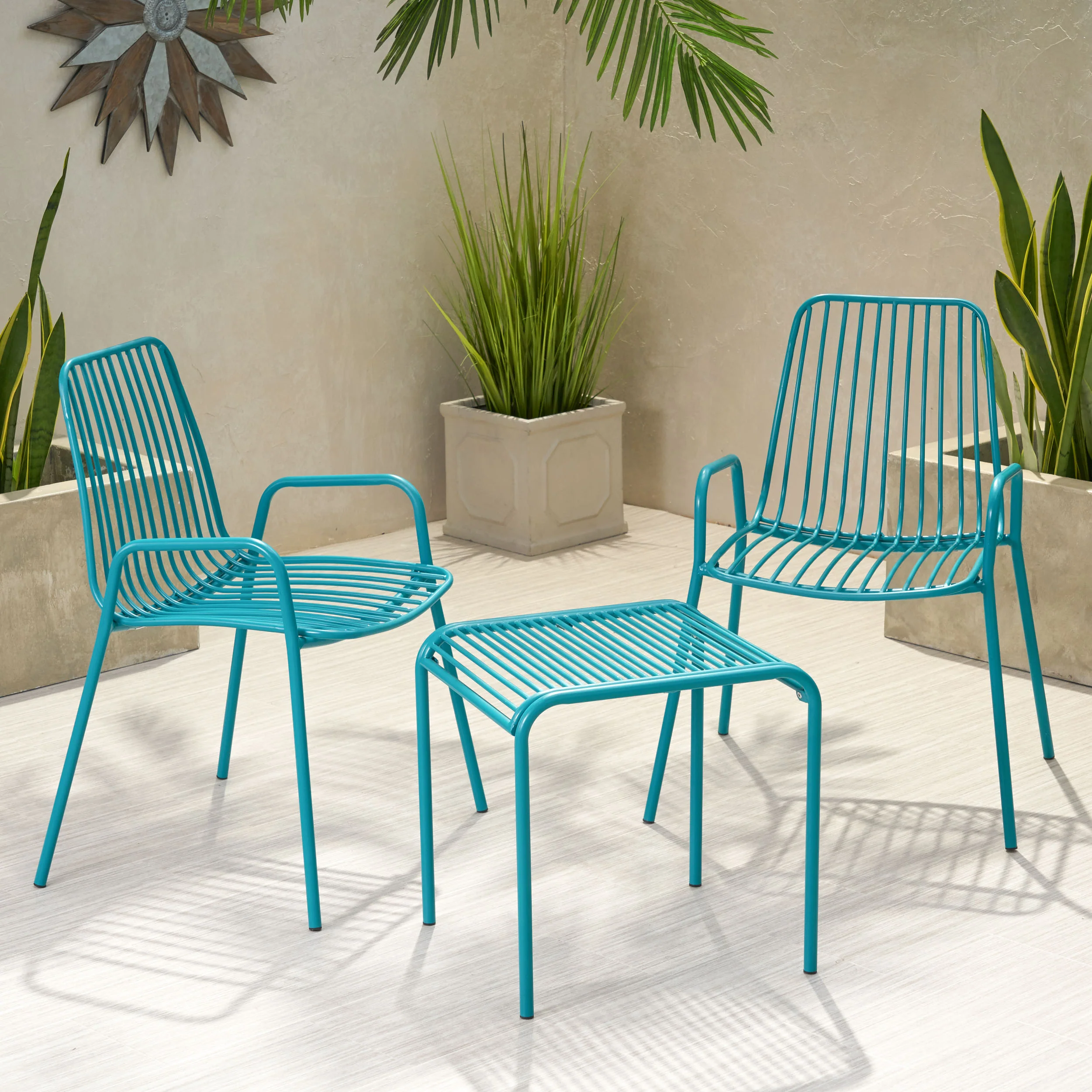 Ashwood Outdoor Modern Iron 2 Seater Chat Set - furnishings