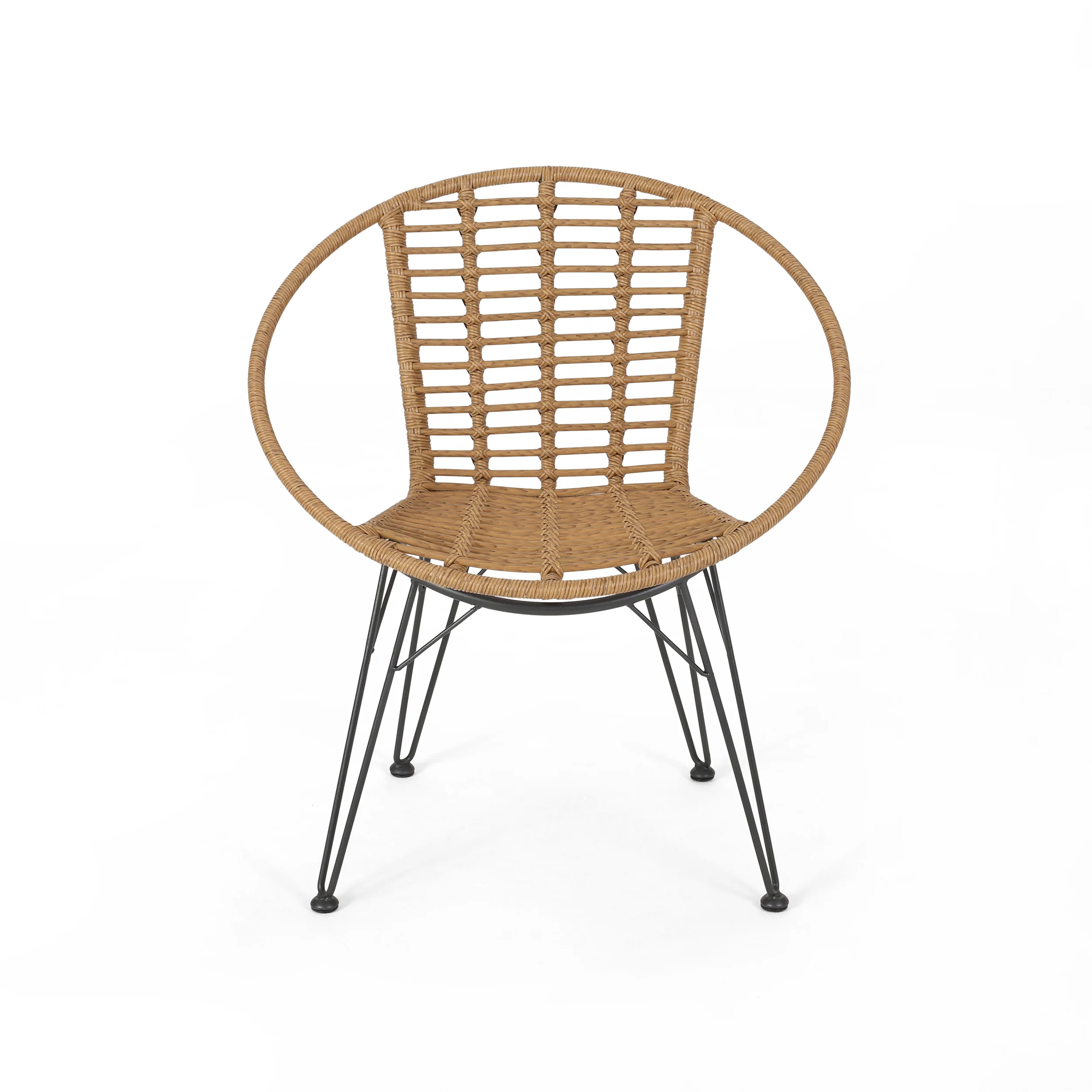 Zeferino Outdoor Modern Boho 2 Seater Wicker Chat Set with Side Table - furnishings