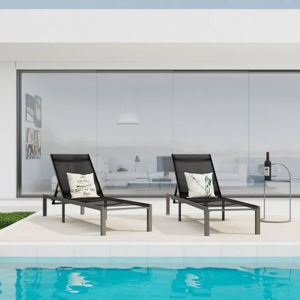 Ponair Outdoor Adjustable Chaise Lounge(Set of 2) - furnishings