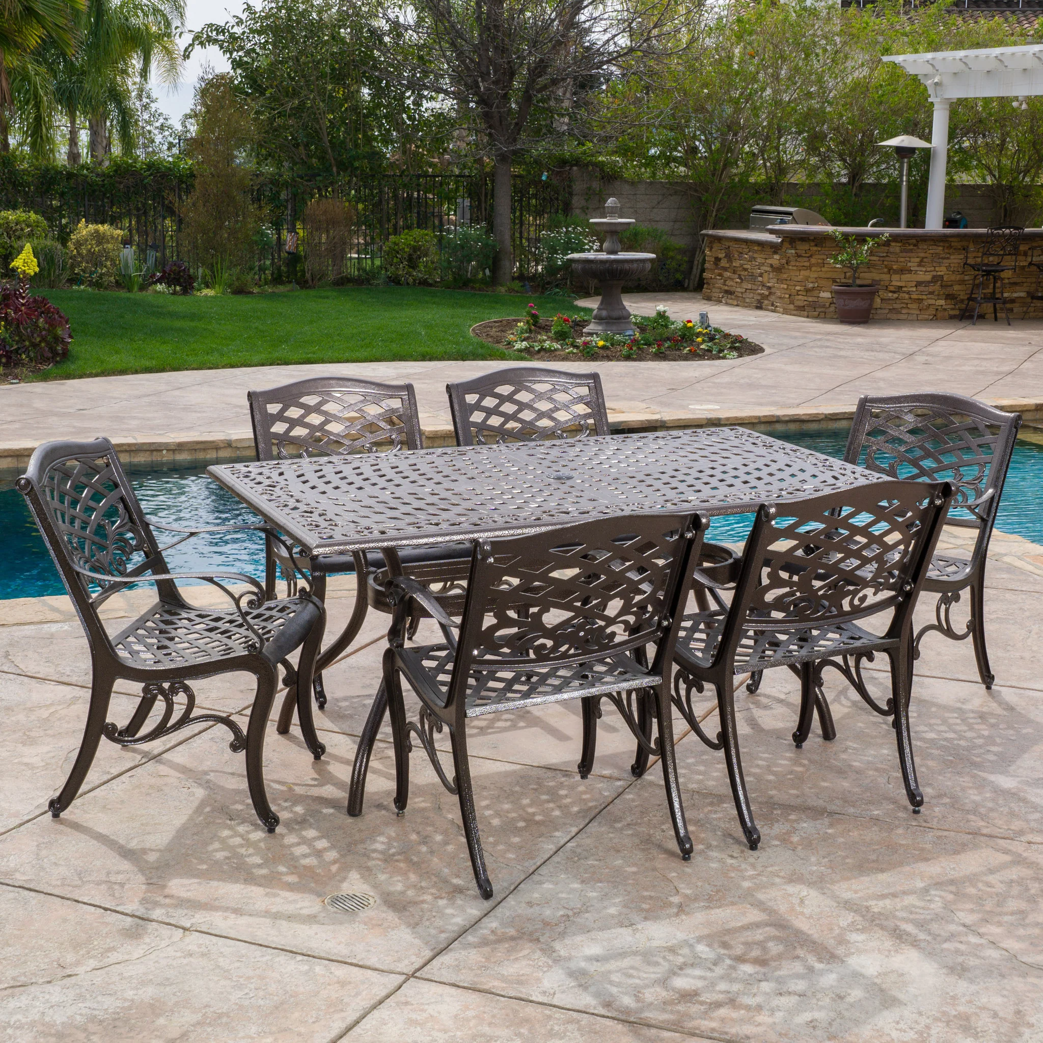 Monteria Bronze Cast Aluminum Rectangle Table - furnishings