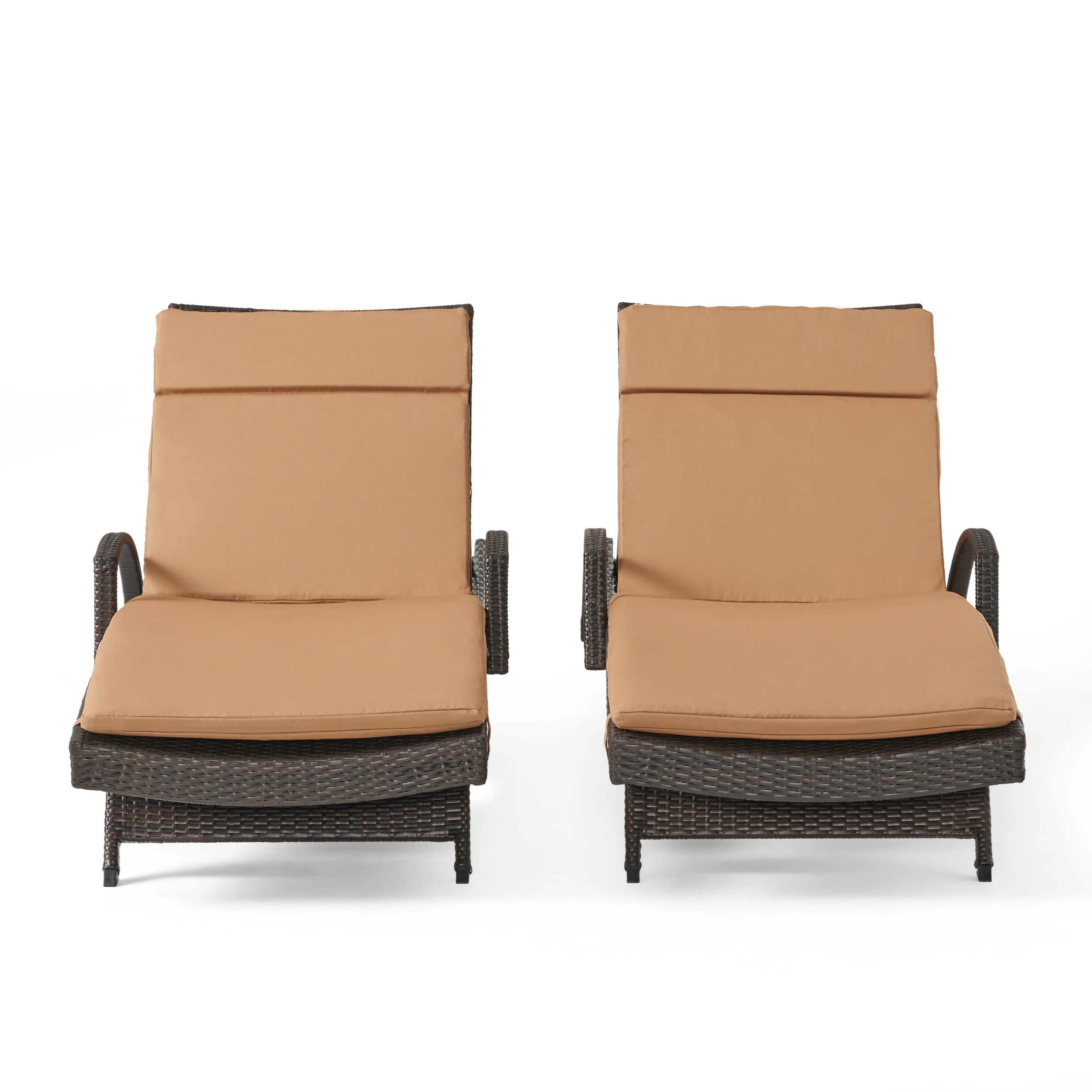 Lakeport Outdoor Wicker Armed Chaise Lounge Chairs w/ Cushions (set of 2) - furnishings