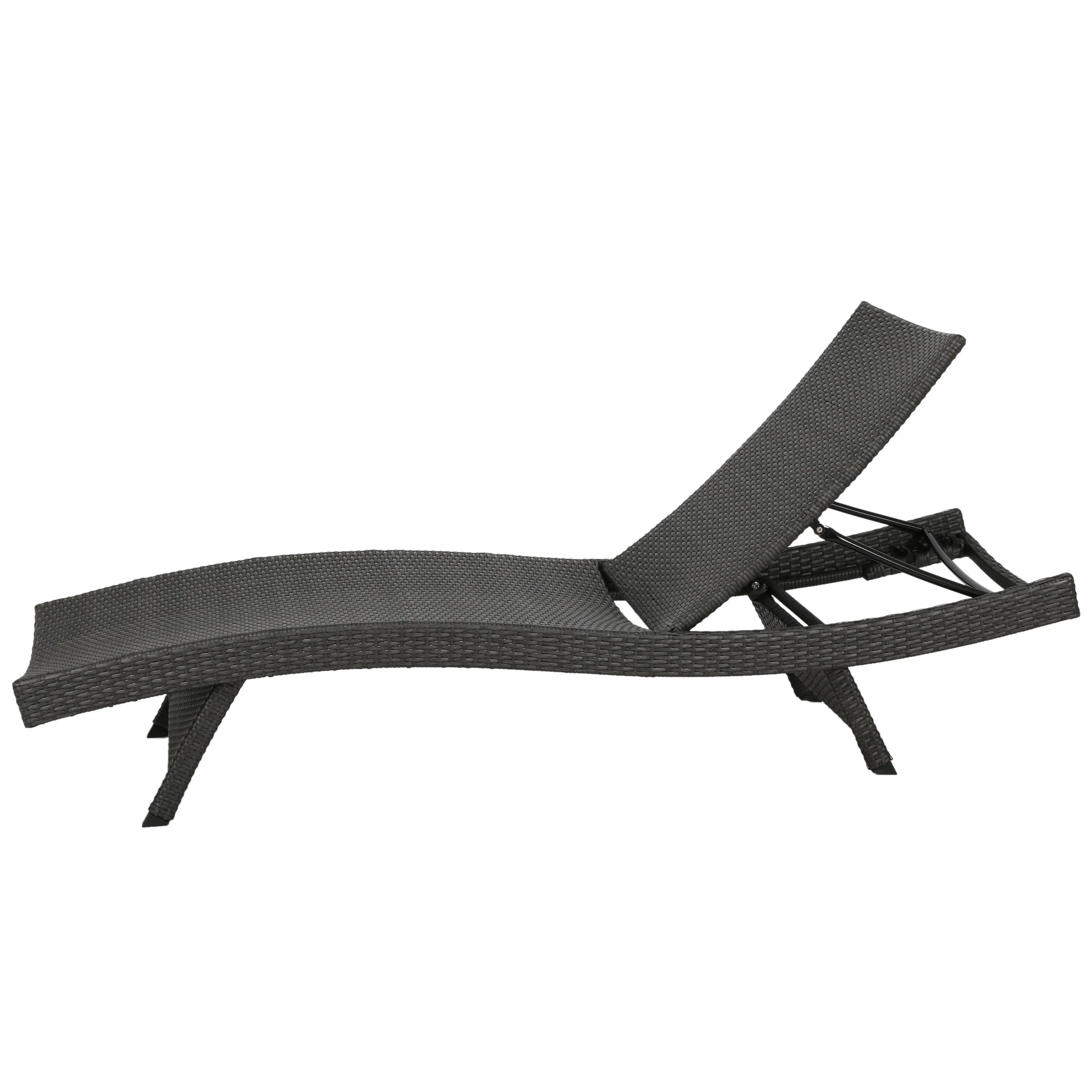 Nassau Outdoor Grey Wicker Adjustable Chaise Lounge with Cushion (Set of 2) - furnishings