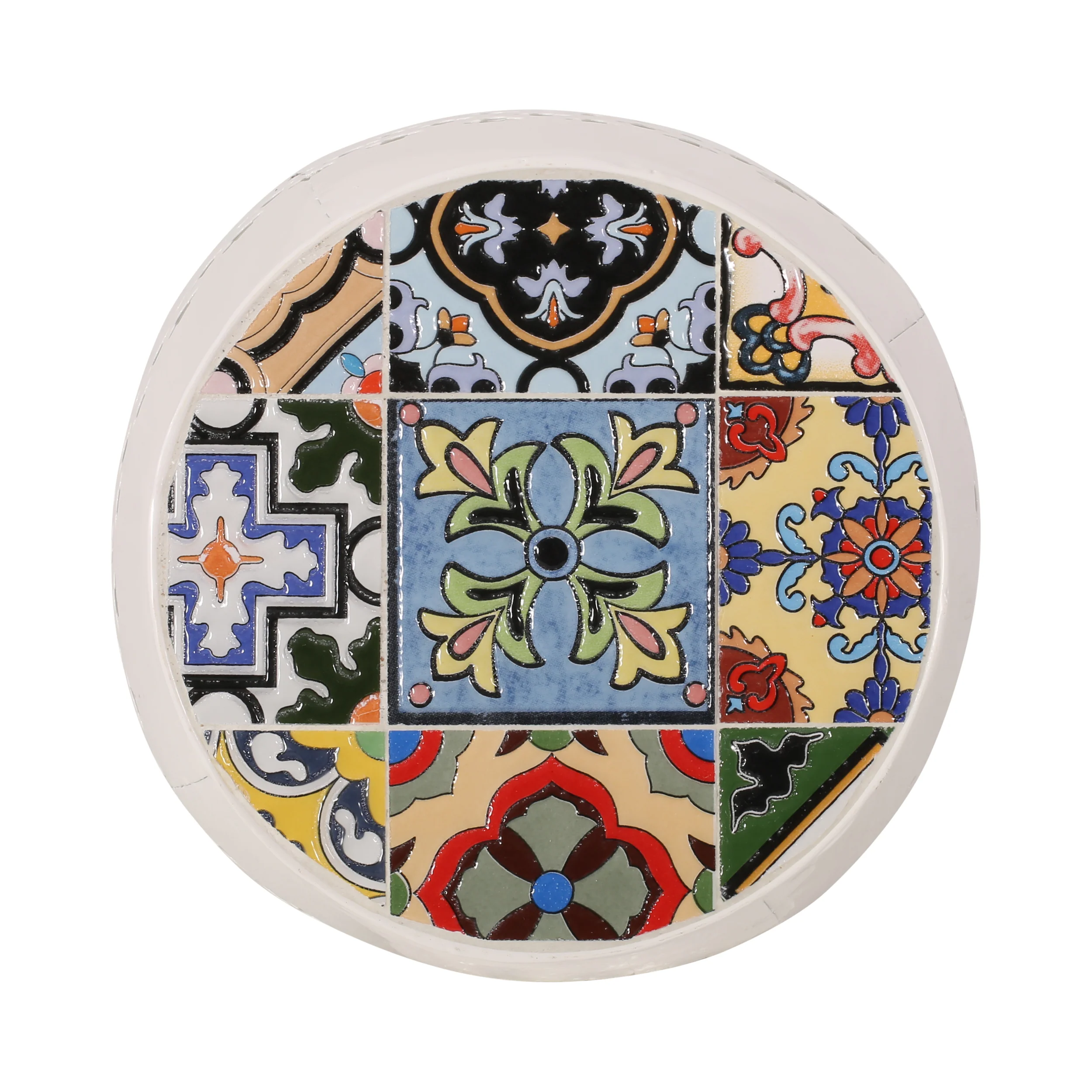 Kalyse Outdoor Lace Cut Side Table with Tile Top - furnishings