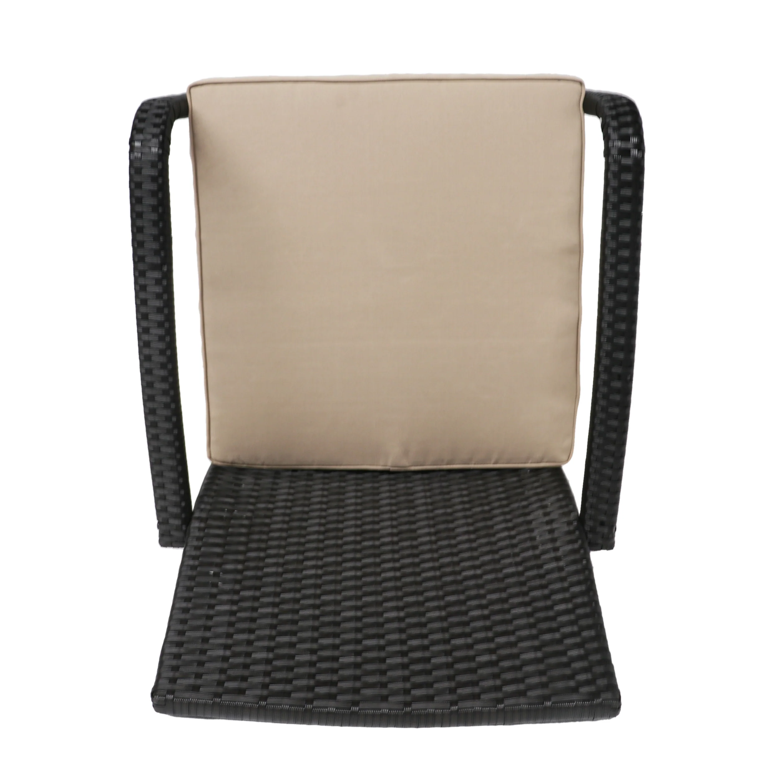 Mavis Patio Conversation Set, 6-Seater with Loveseat, Club Chairs, and Coffee Table, Brown Wicker with Tan Outdoor Cushions - furnishings