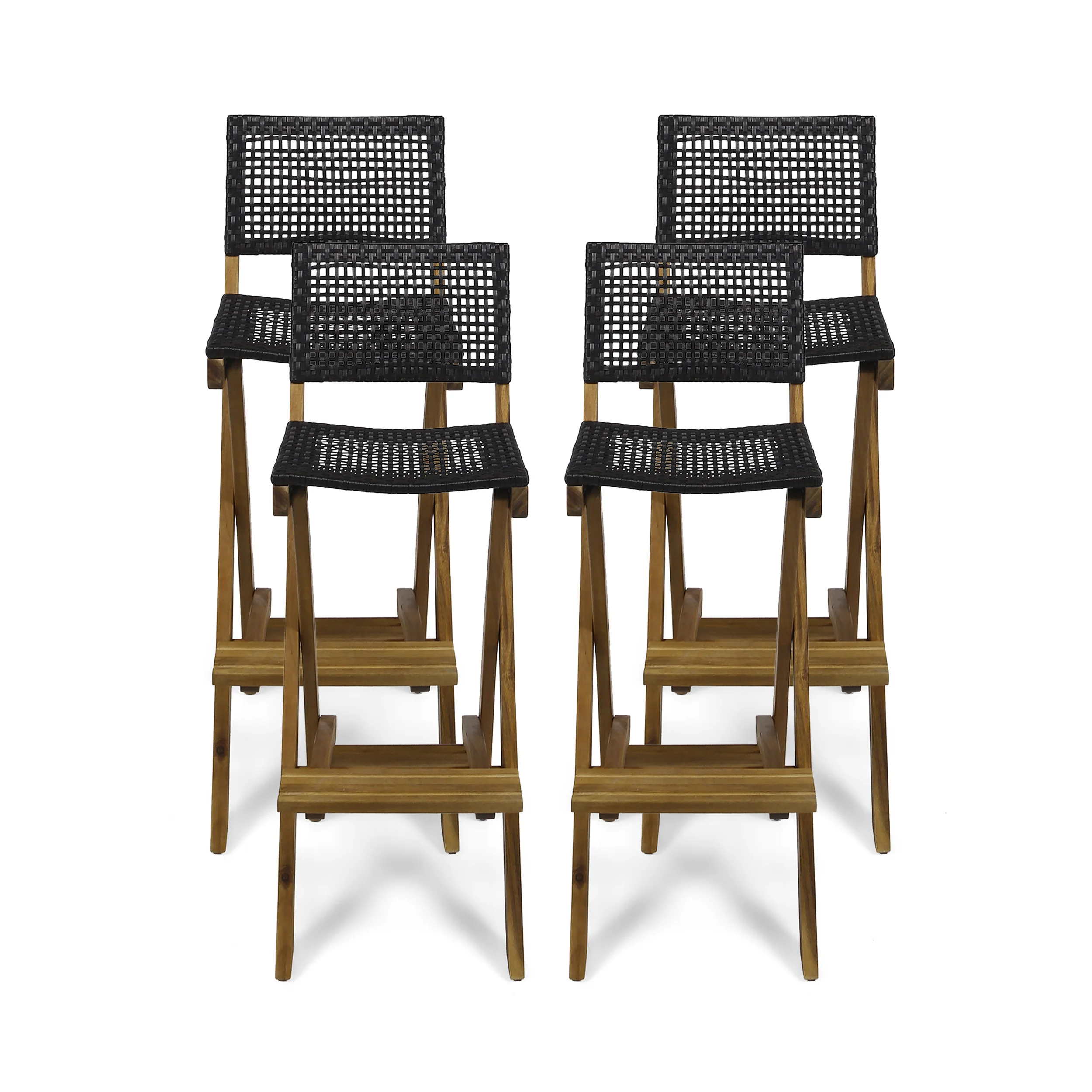 Elizabeth Outdoor Folding Acacia Wood Barstools (Set of 4) - furnishings