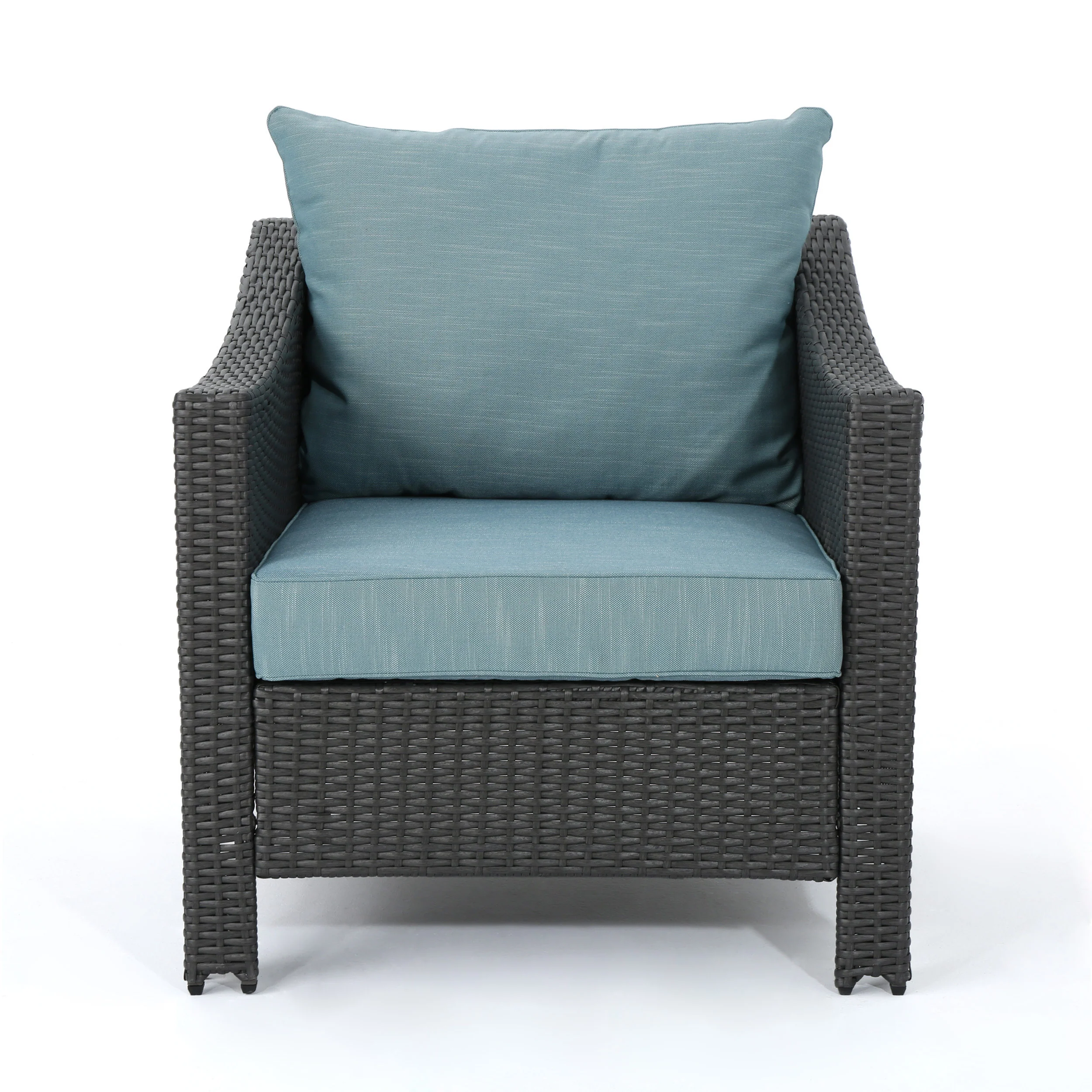 Aspen Outdoor 5 Piece Wicker Water Resistant Cushion Chat Set with Fire Pit - furnishings