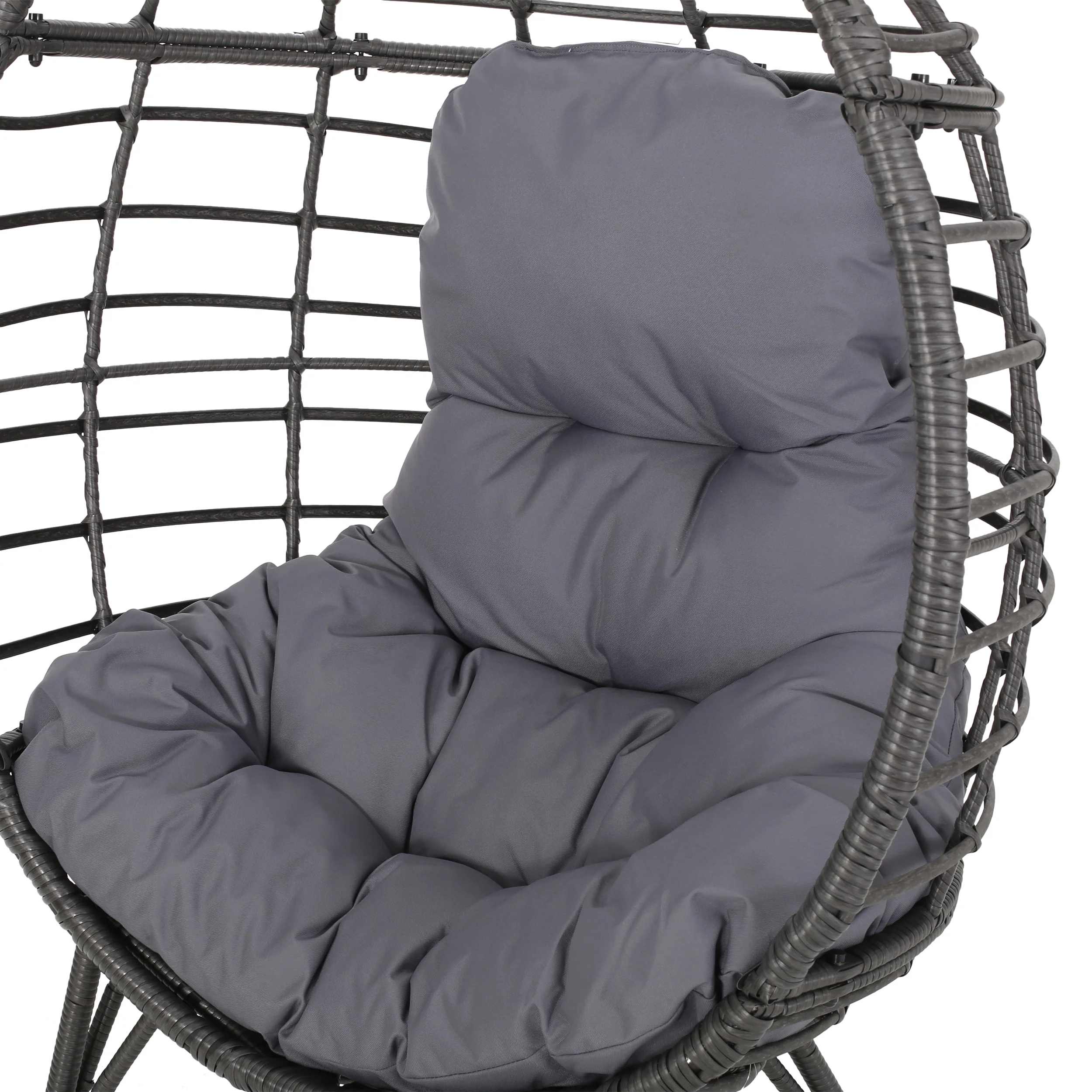 Maylee Outdoor Gray Wicker Freestanding Teardrop / Egg Chair - furnishings