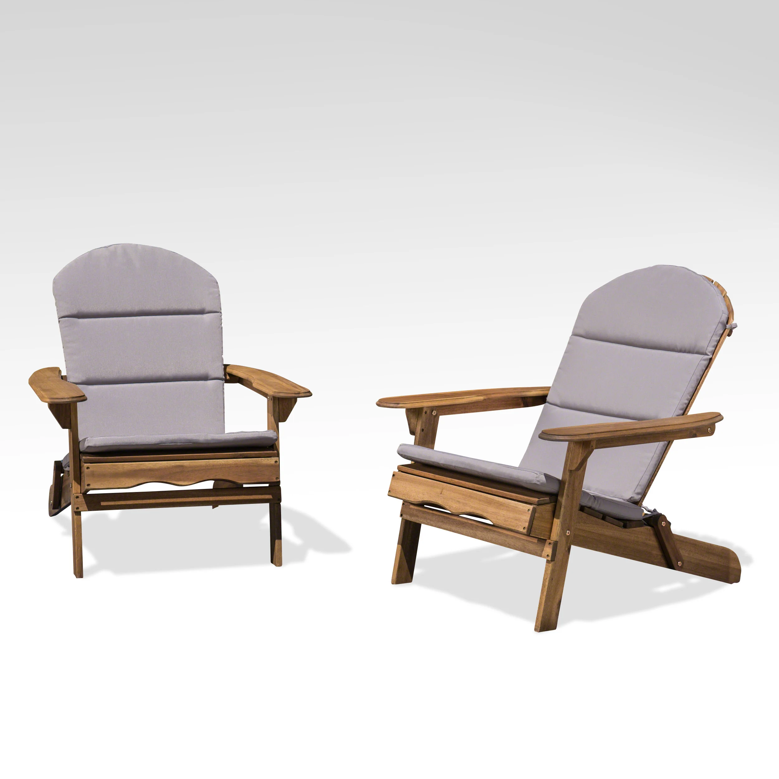 Amenda Outdoor Acacia Wood Folding Adirondack Chairs with Cushions - furnishings