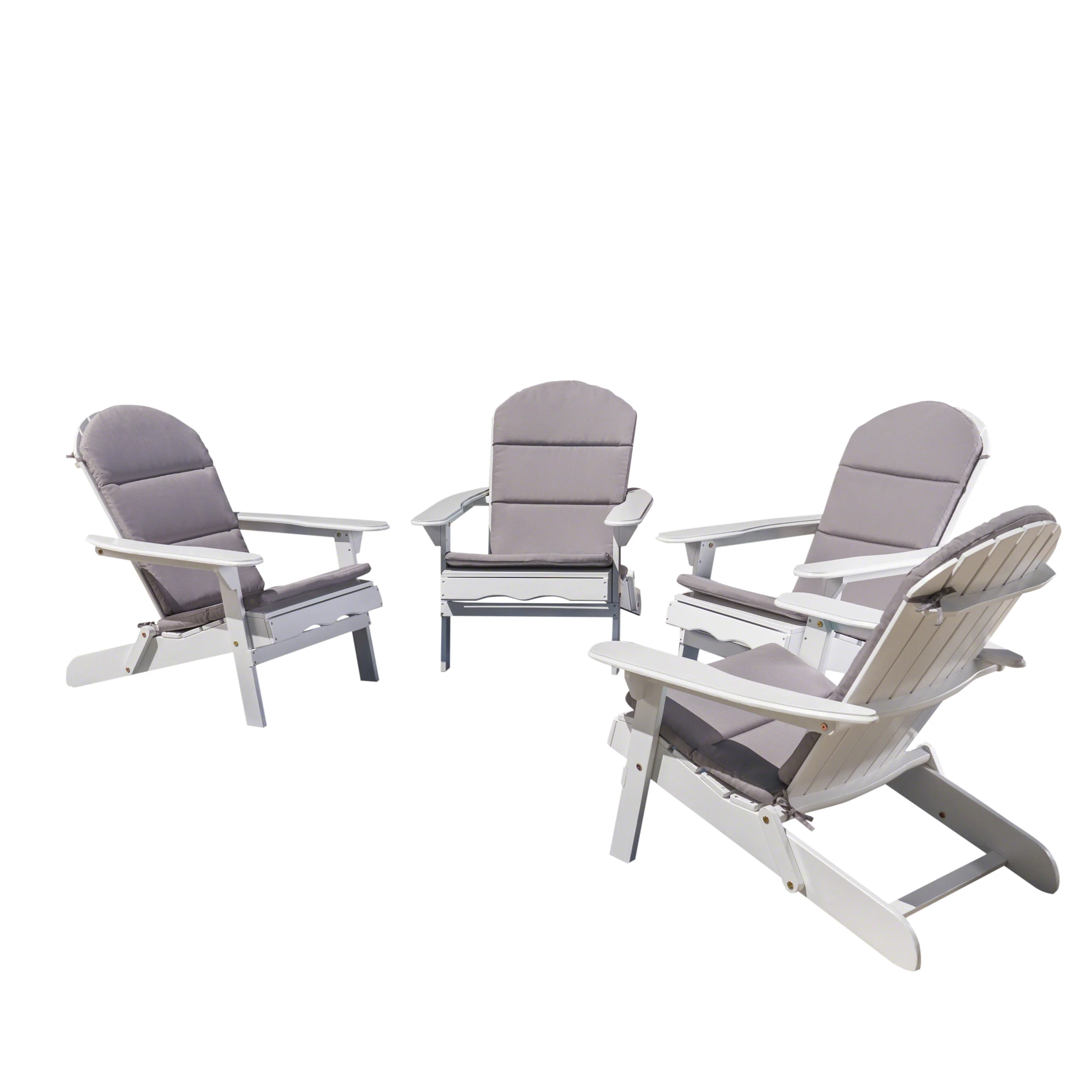 Amenda Outdoor Acacia Wood Folding Adirondack Chairs with Cushions - furnishings