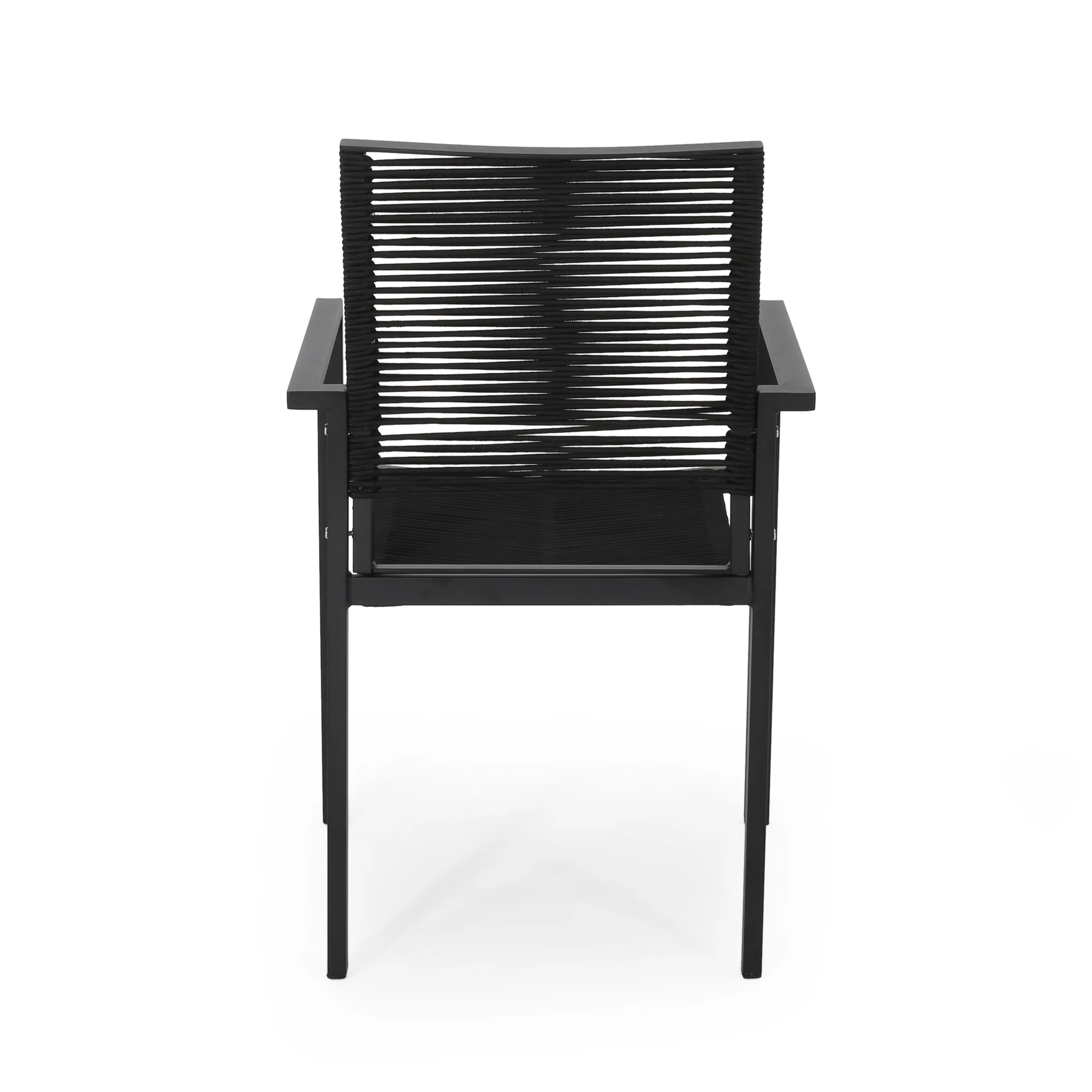 Lillian Outdoor Modern Aluminum Dining Chair with Rope Seat (Set of 2) - furnishings
