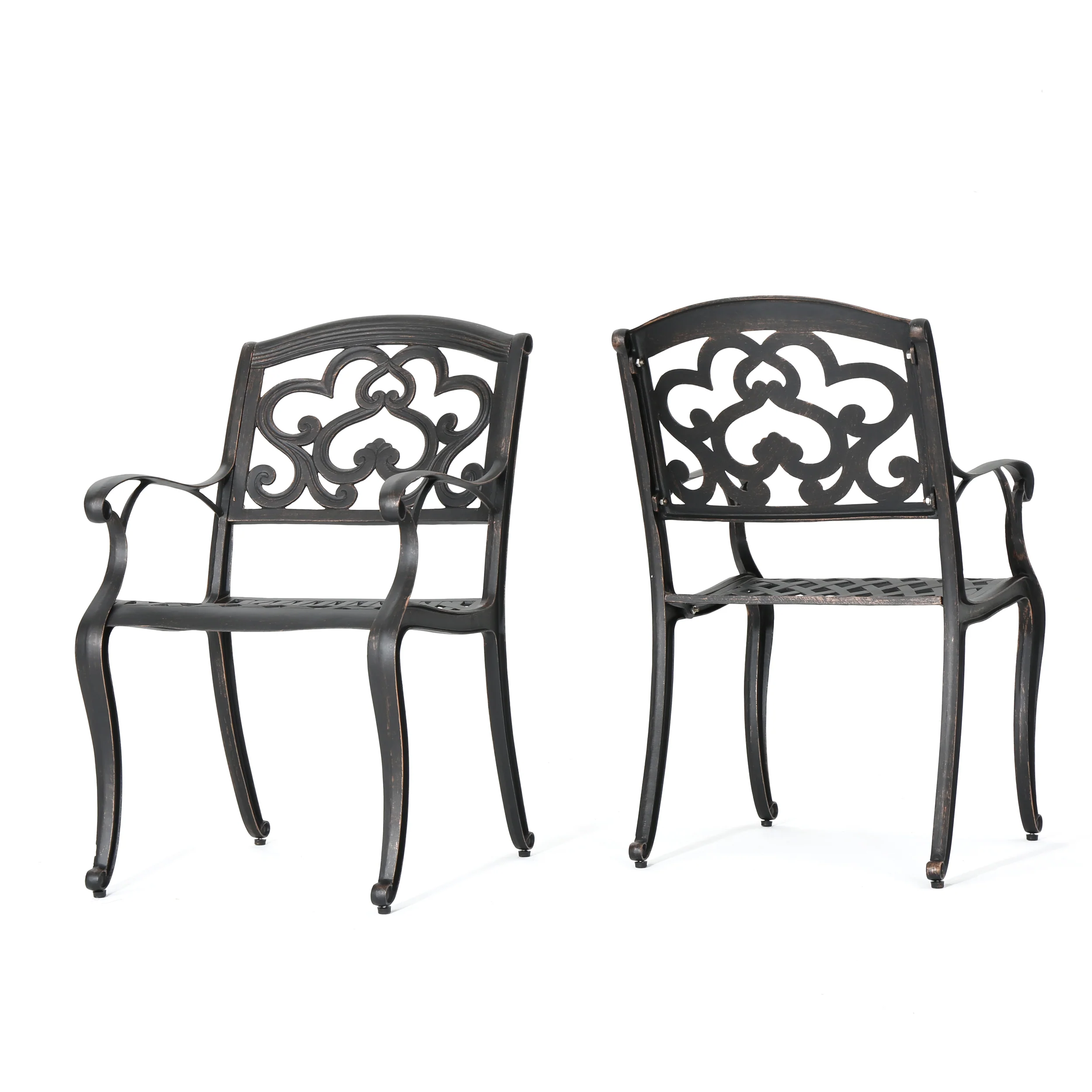Carlton Outdoor Cast Aluminum Dining Chairs (Set of 2), Patina Copper - furnishings