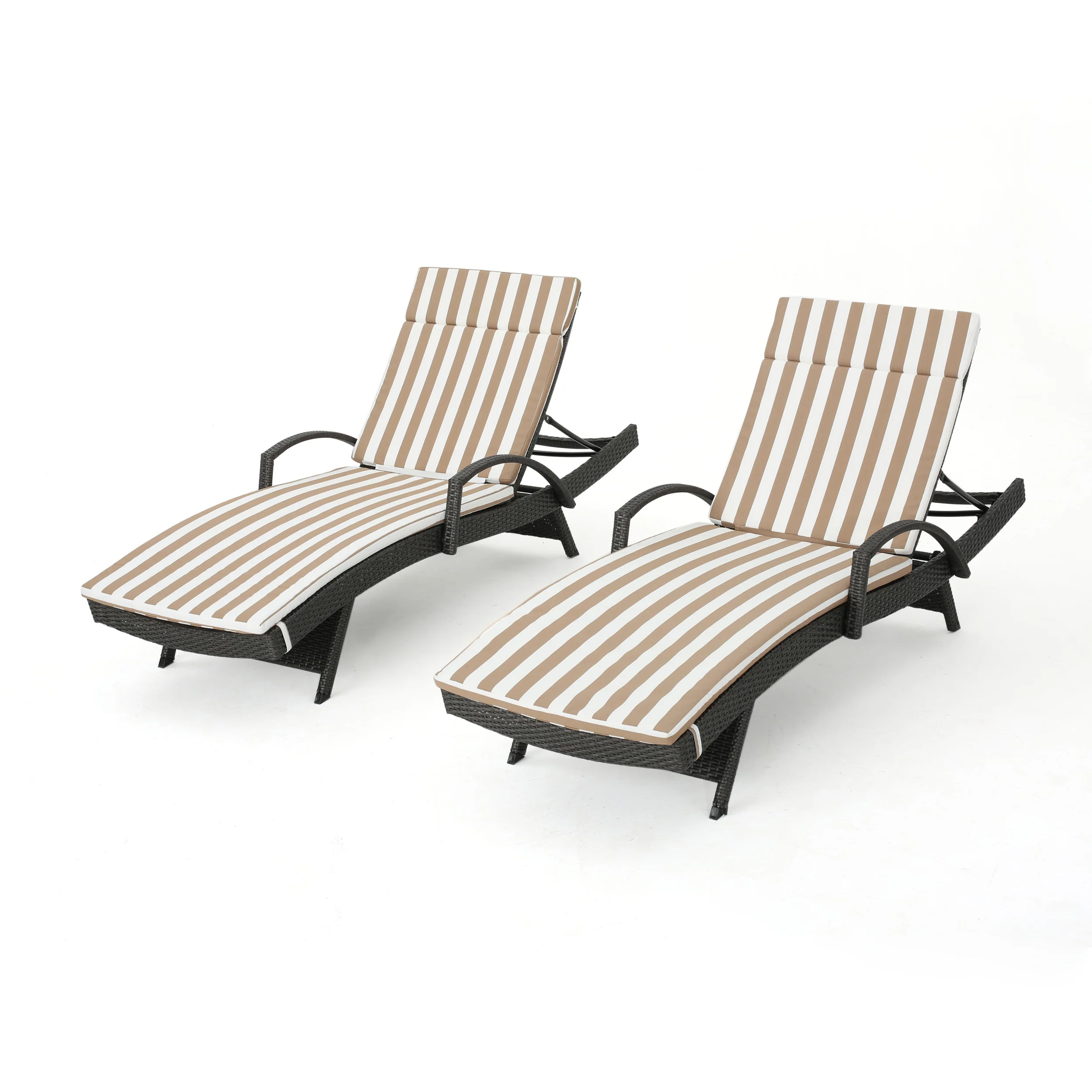 Soleil Outdoor Wicker Chaise Lounges w/ Water Resistant Cushions (Set of 2) - furnishings