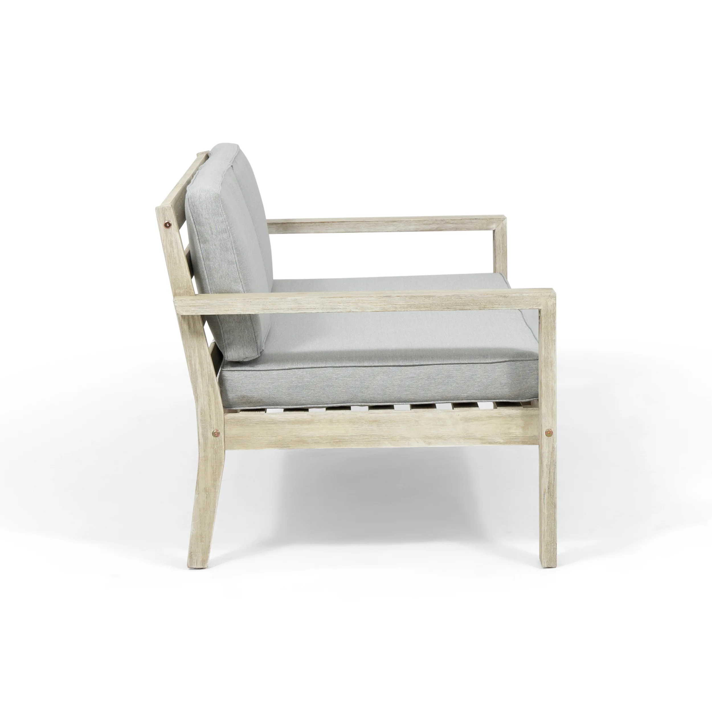 Ben Outdoor Acacia Wood Club Chairs with Cushions (Set of 2) - furnishings