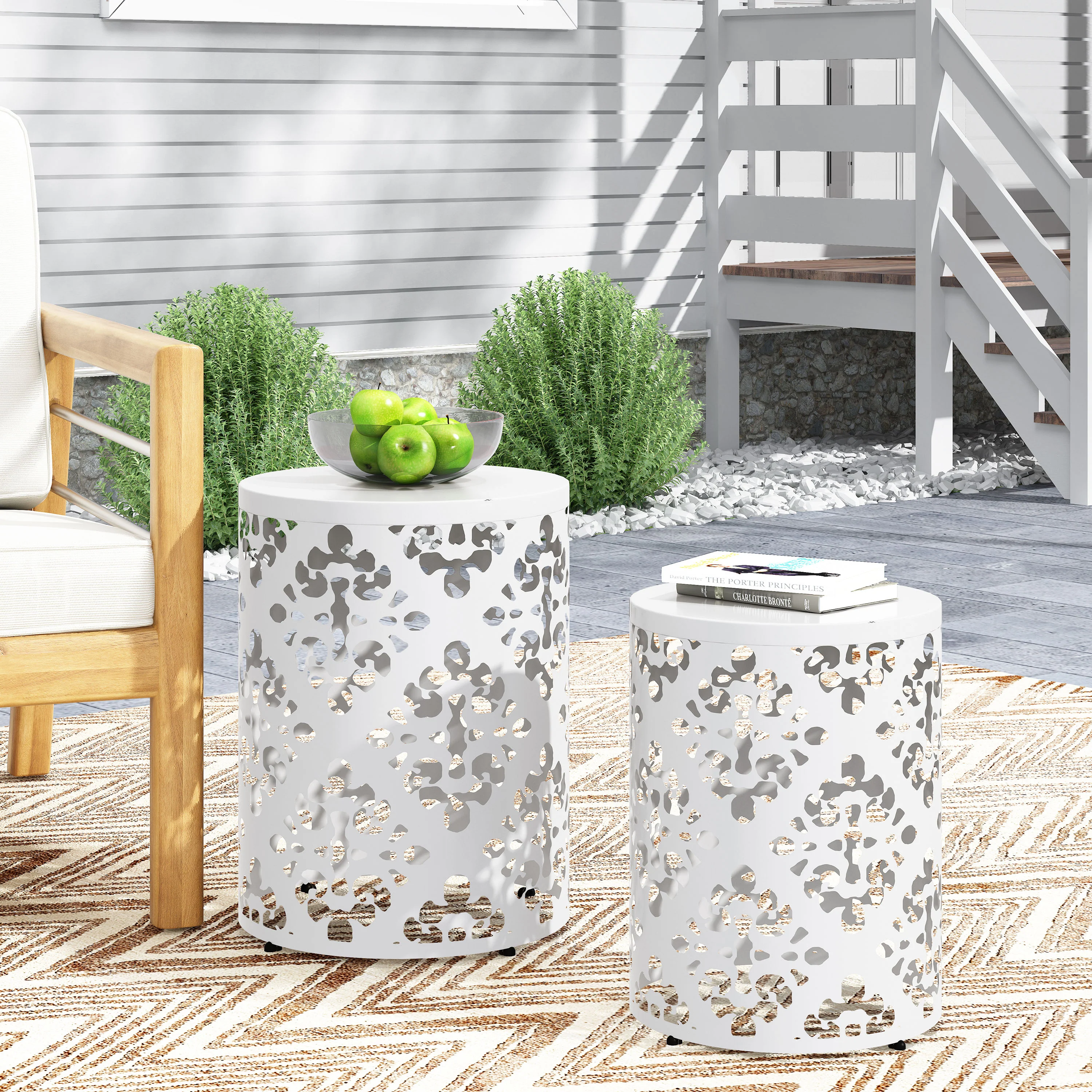 Verdugo Outdoor Metal Side Tables, Set of 2 - furnishings