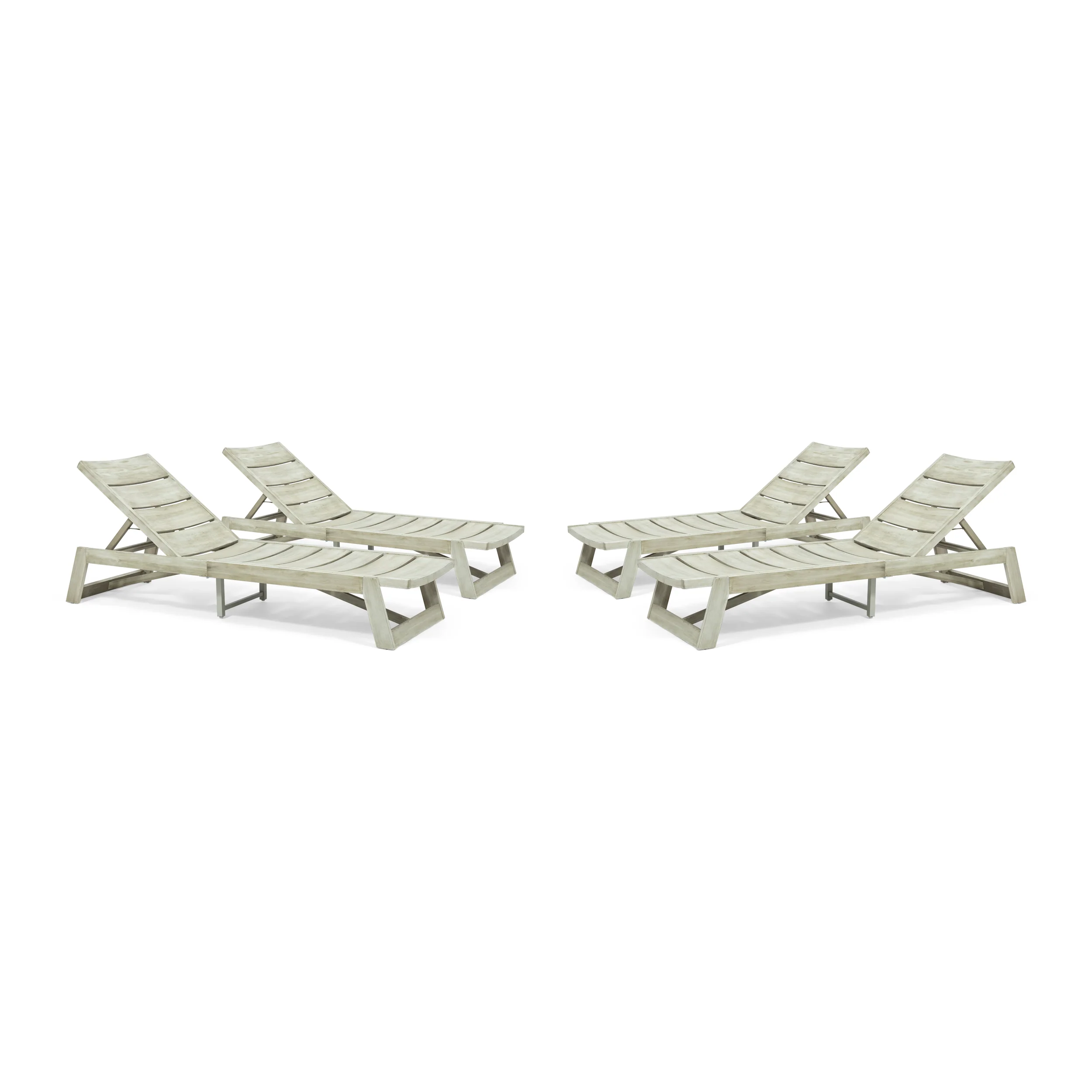 Melissa Outdoor Acacia Wood Chaise Lounge (Set of 4) - furnishings
