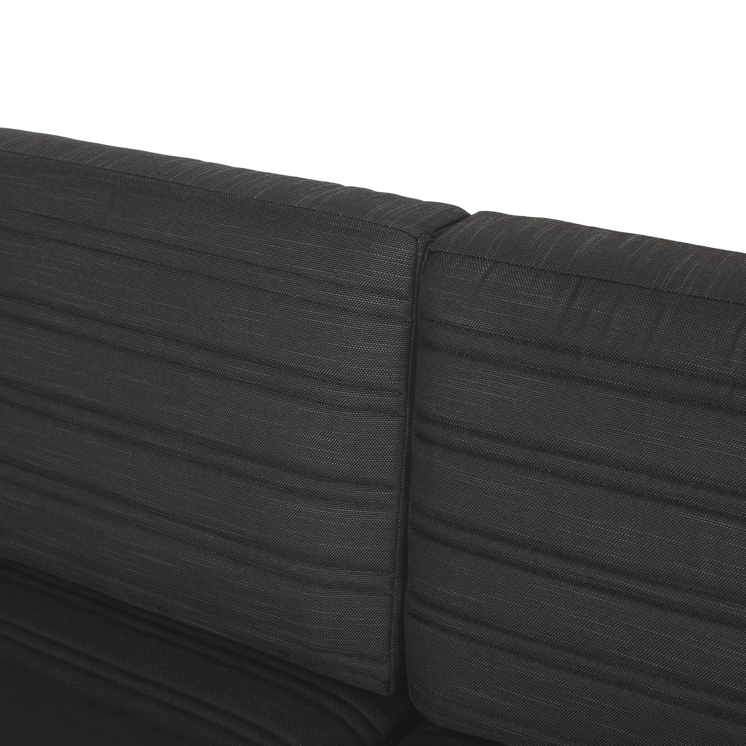 Neffs Outdoor Aluminum 3 Seater Sofa with Water Resistant Cushions, Black, Natural, and Dark Gray - furnishings