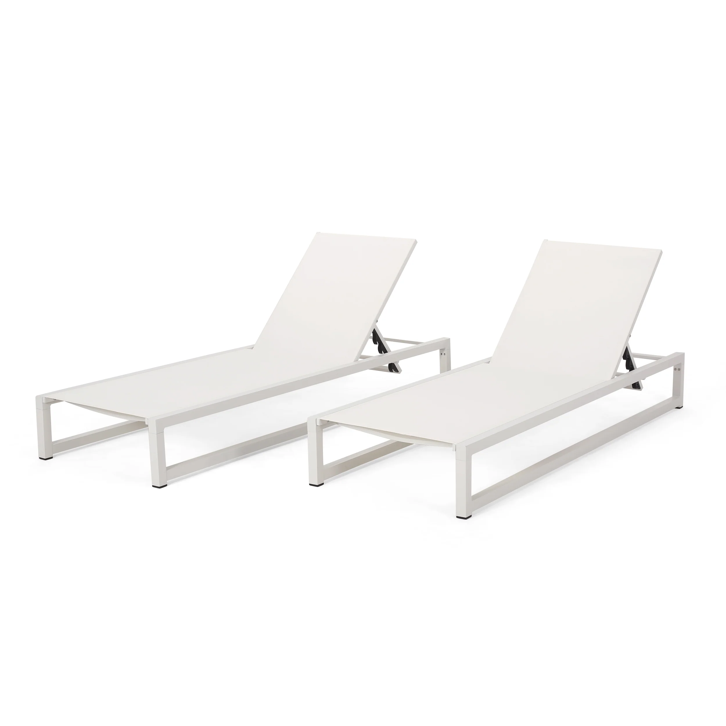 Moderna Outdoor Aluminum Chaise Lounge with Mesh Seating (Set of 2) - furnishings