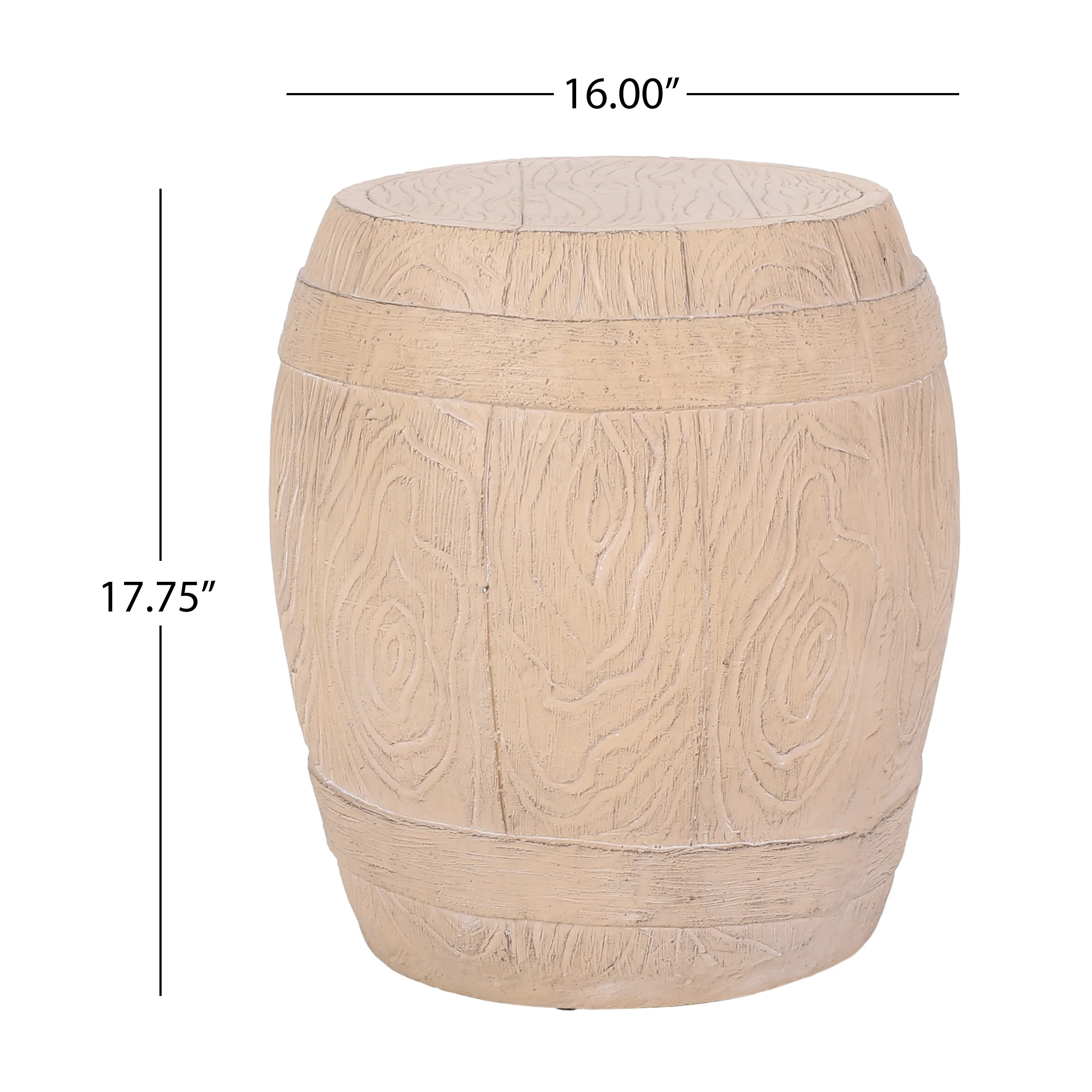 Durette Outdoor Lightweight Concrete Side Table, Natural Wood - furnishings