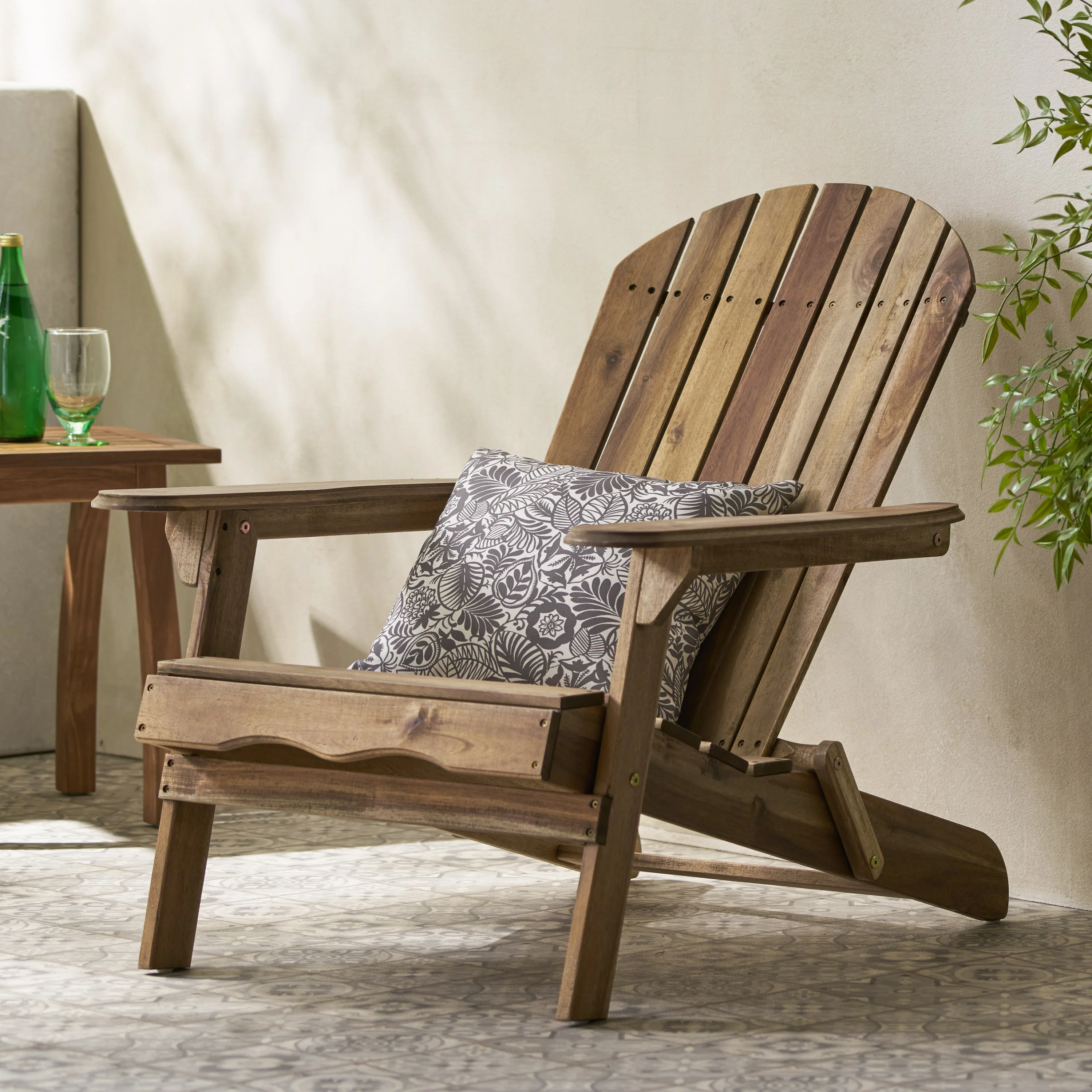 Milan Outdoor Acacia Wood Folding Adirondack Chair - furnishings