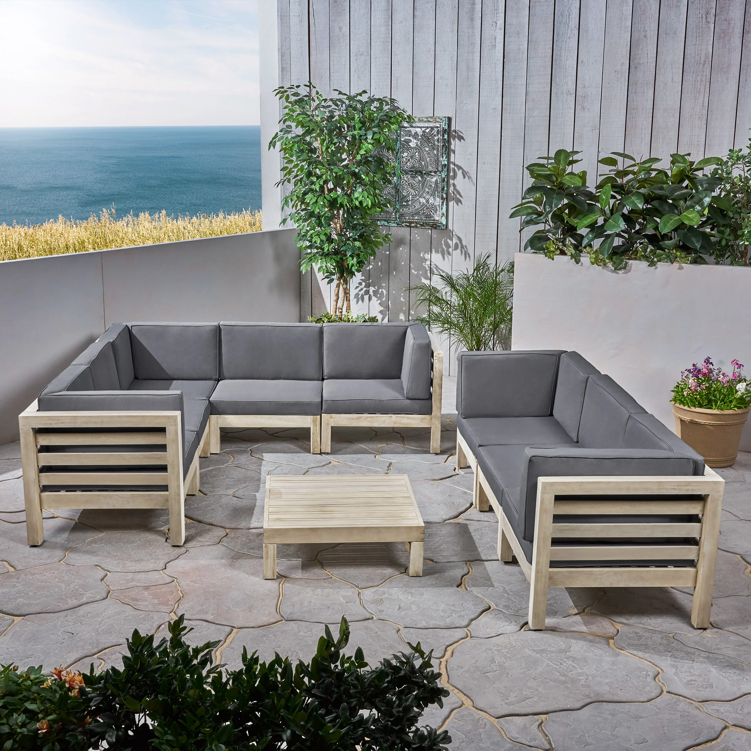 Ravello Outdoor Sectional Sofa Set with Coffee Table - furnishings