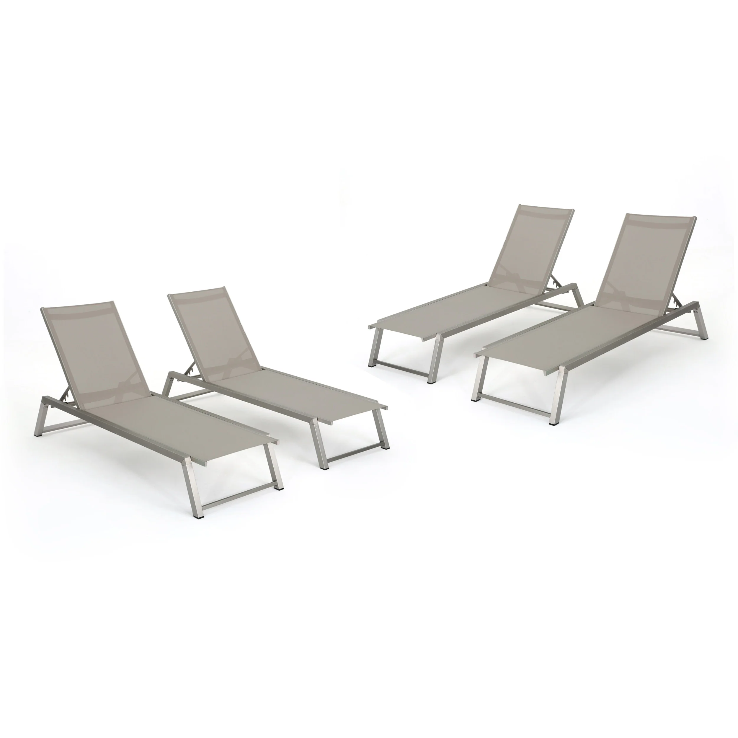 Santa Monica Outdoor Gray Mesh Chaise Lounge with Grey Finished Aluminum Frame - furnishings