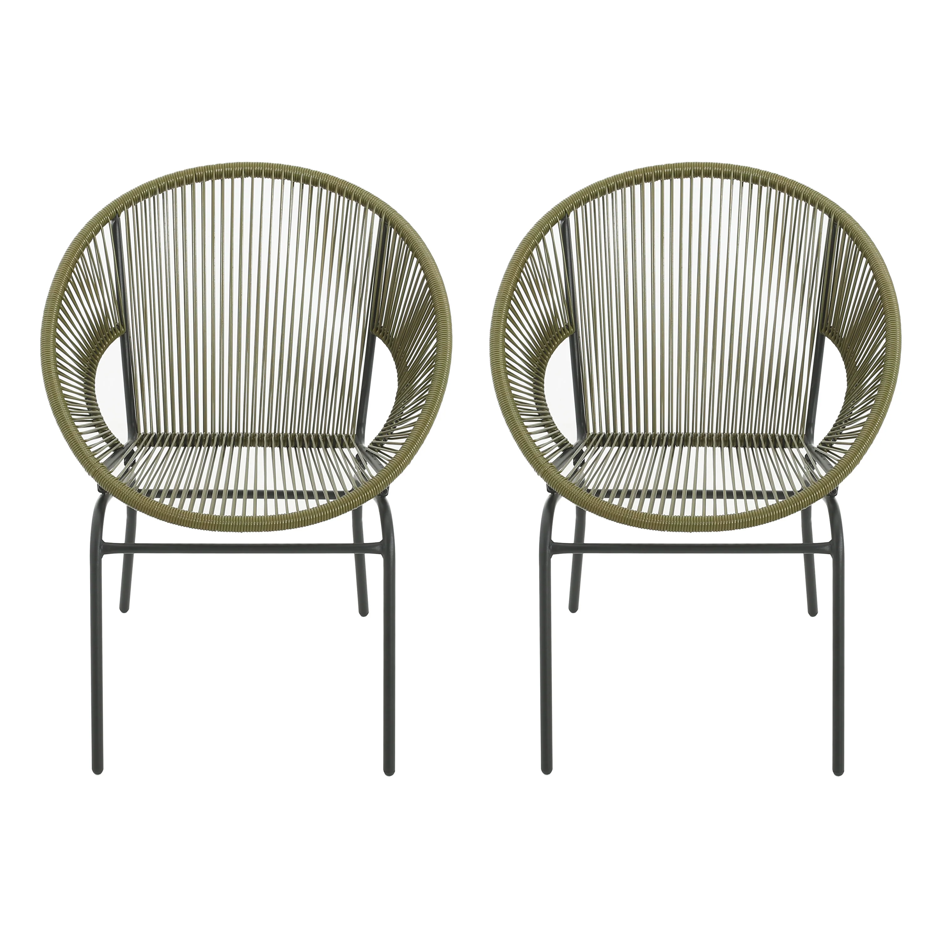 Carver Indoor & Outdoor Acapulco Weave Faux Rattan Club Chairs (Set of 2) - furnishings