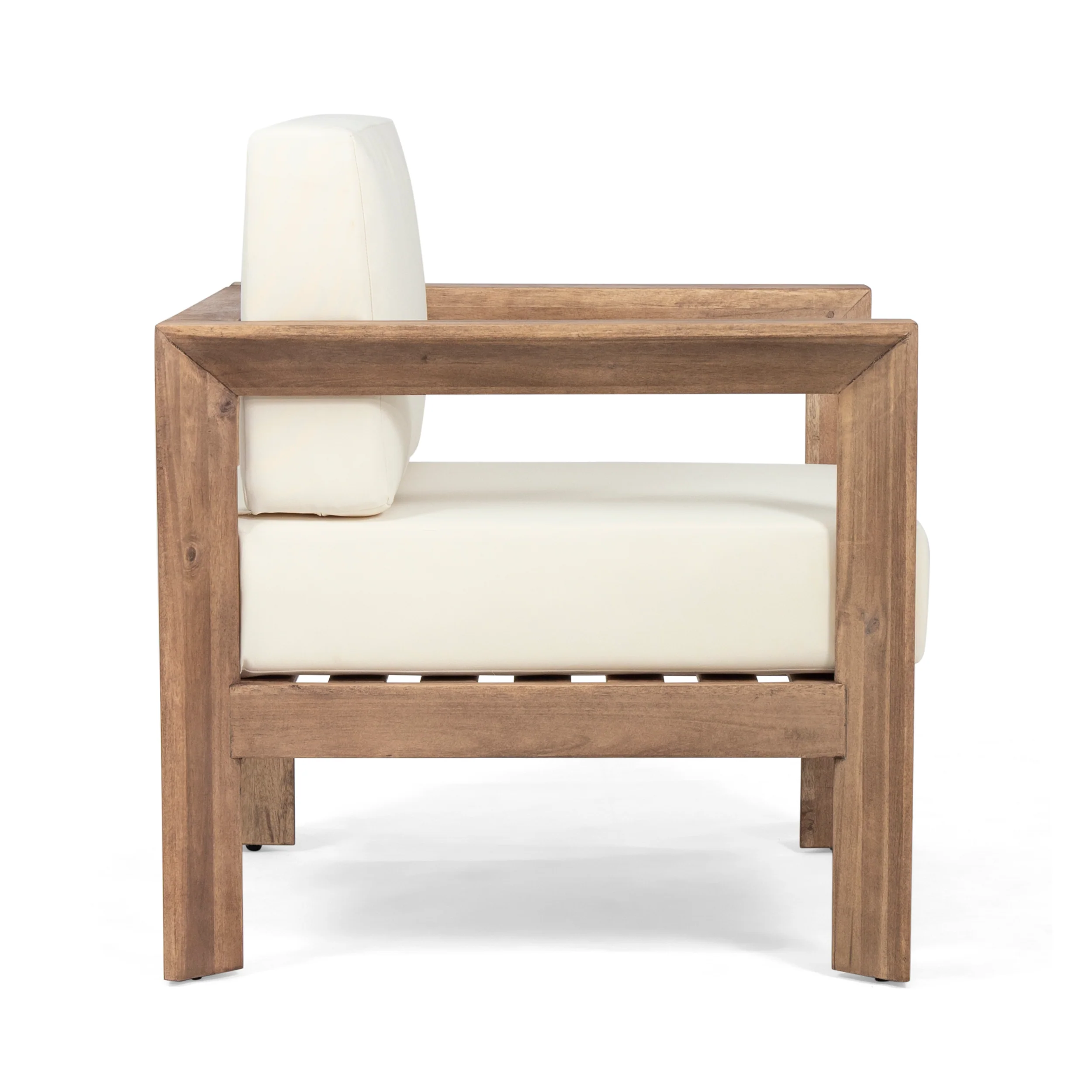 Lucia Outdoor Wooden Club Chairs with Cushions (Set of 2), Beige and Brown Finish - furnishings